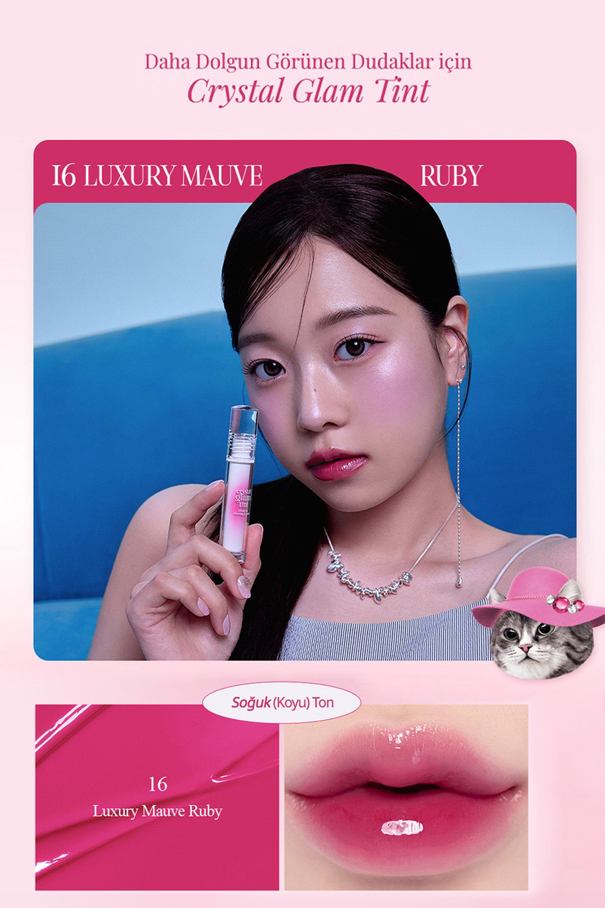 CLIO-Clio Crystal Glam Tint - Stickiness, Non-Giving, Intense Shine (16 Luxury Mauve Ruby) 7