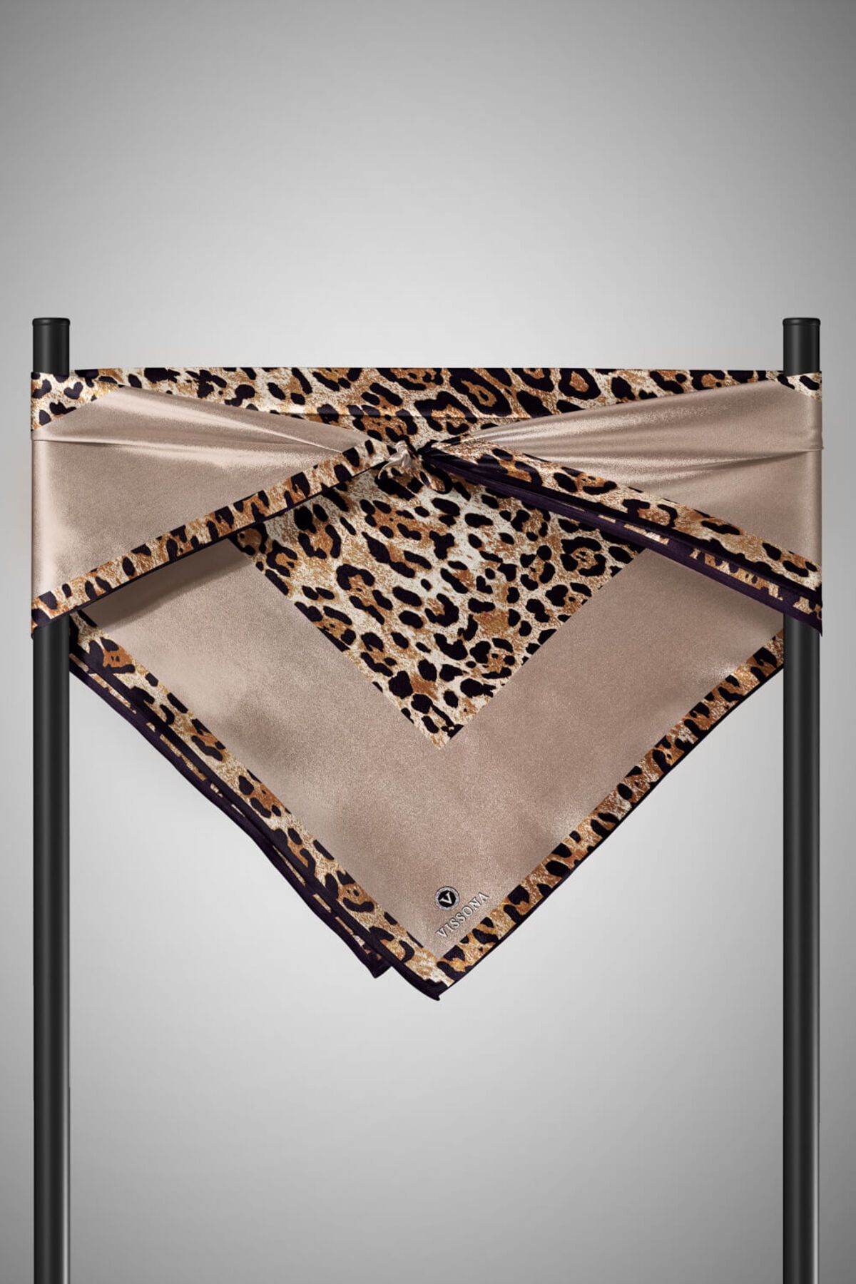 Vissona-100% mătase twill cu model leopard culoare nurcă 90x90 eșarfă formă de cusut: cusut manual 5