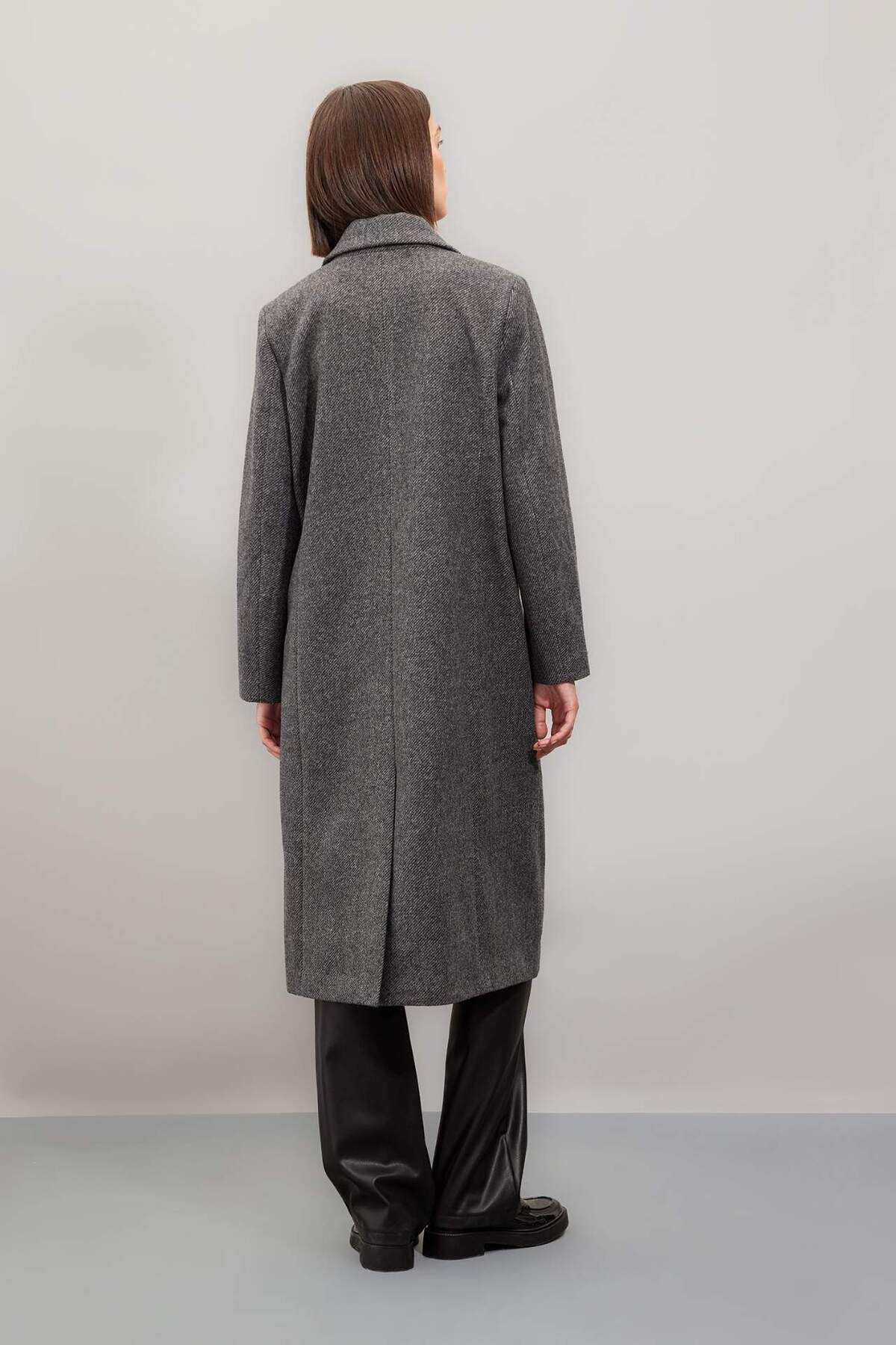 DeFacto-Regular Fit Double Breasted Collar Button Pocket Long Cashmere Coat A0908Ax24Wn 4