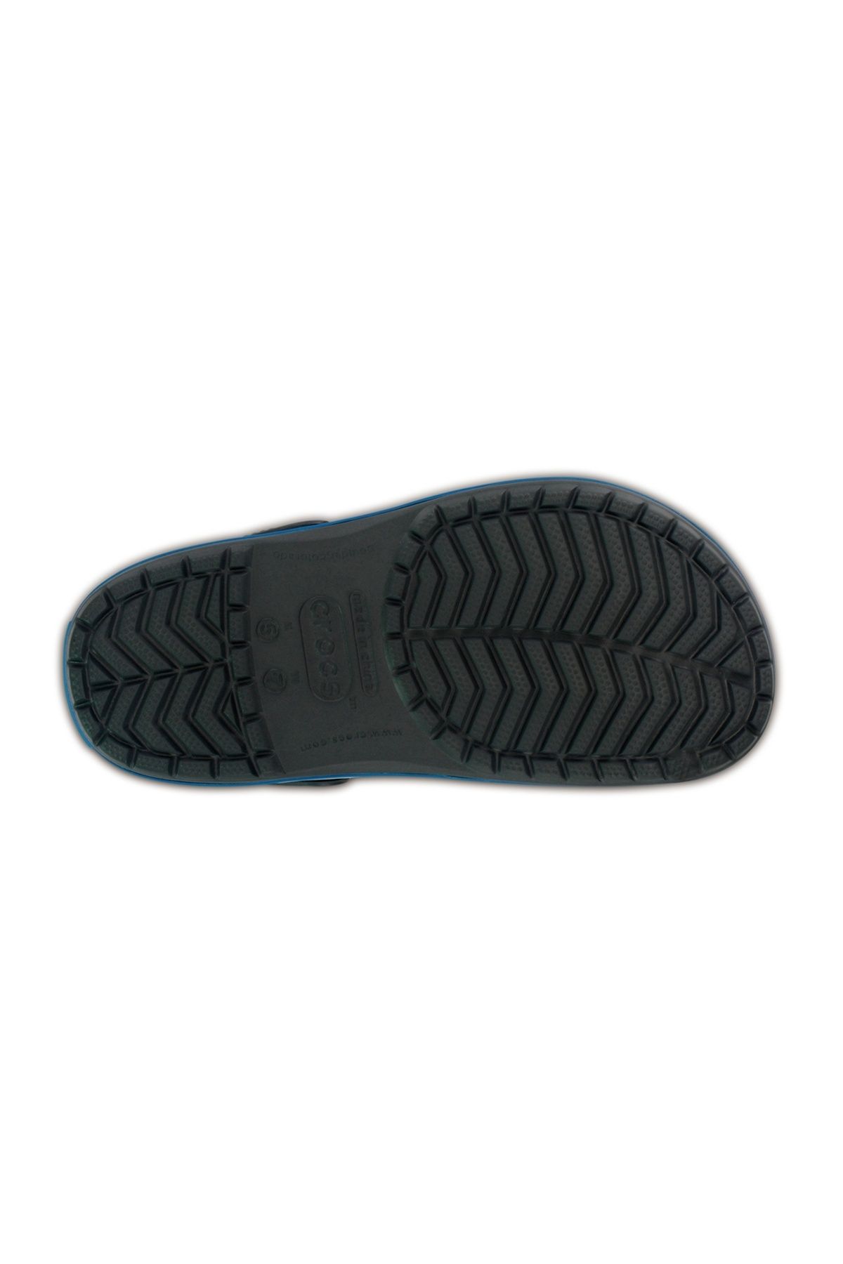 Crocs-Dark Gray Unisex Crocband Edge Blue and White Striped Slippers 4