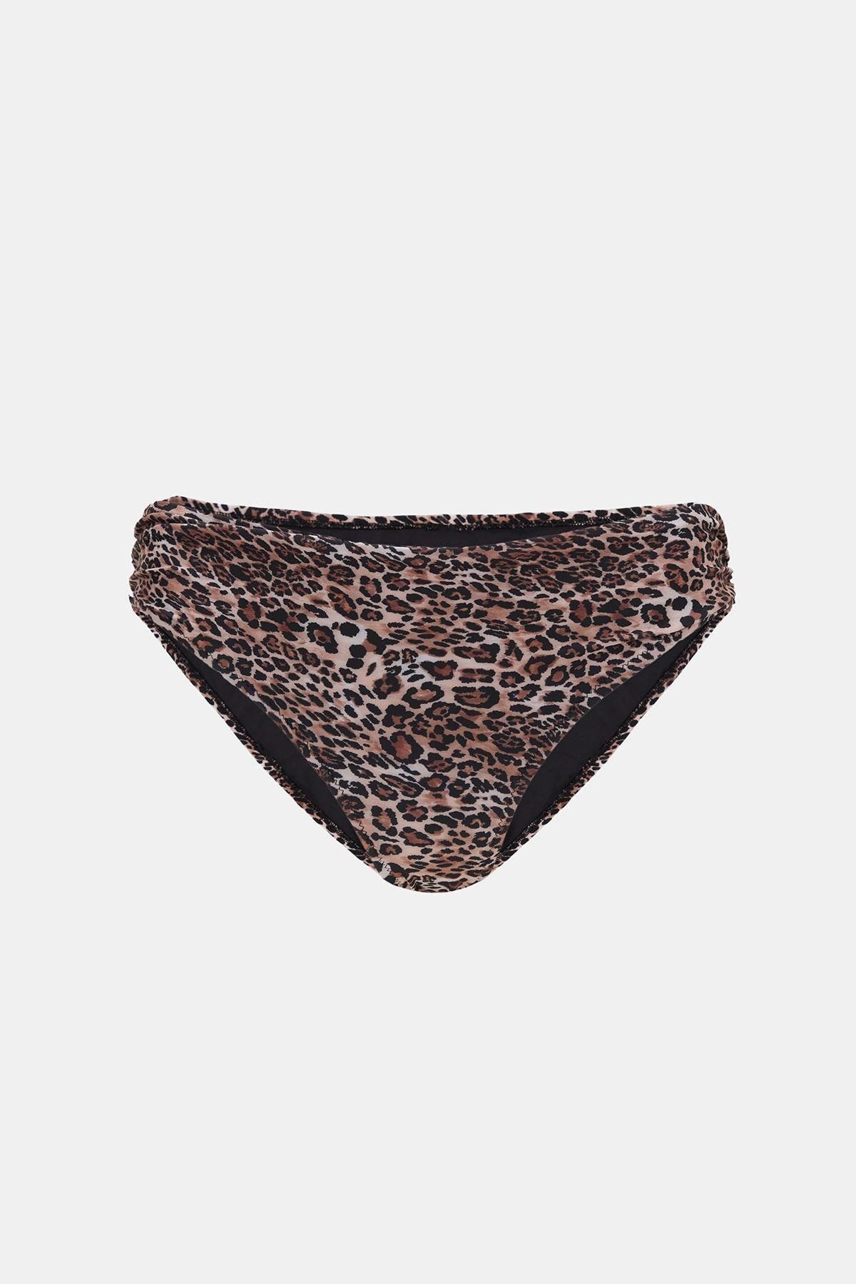 Amarelle-Capetown Leopard Patterned Gathering Bikini Bottom 7