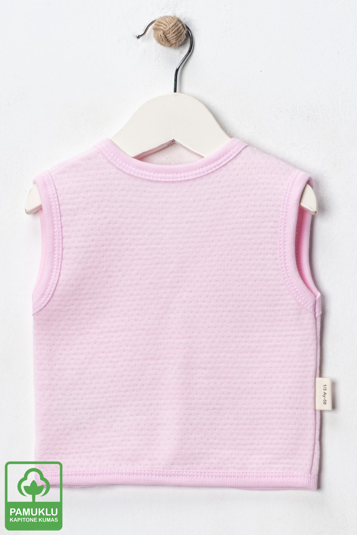 Miniel Kız Bebek Tavşan Nakışlı Organik Pamuklu 3-6-9 Ay 2li Kapitone Bebek Yelek - Pembe fotoğrafı 4 (önizleme)