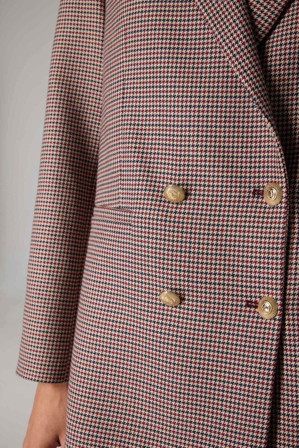 DeFacto-Sorbe X Regular Fit Jacket Collar Pattern Button Blazer Jacket D9883Ax24Au 6