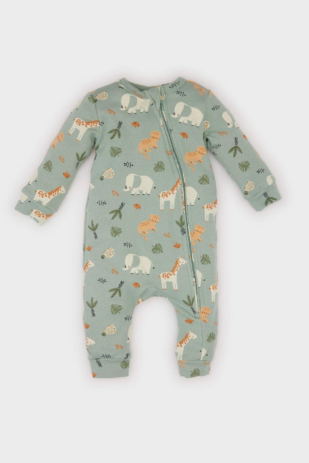 DeFacto-Baby-Jungen-Neugeborenen-Safari-bedruckter Langarm-Strampler E0891a525sp 1