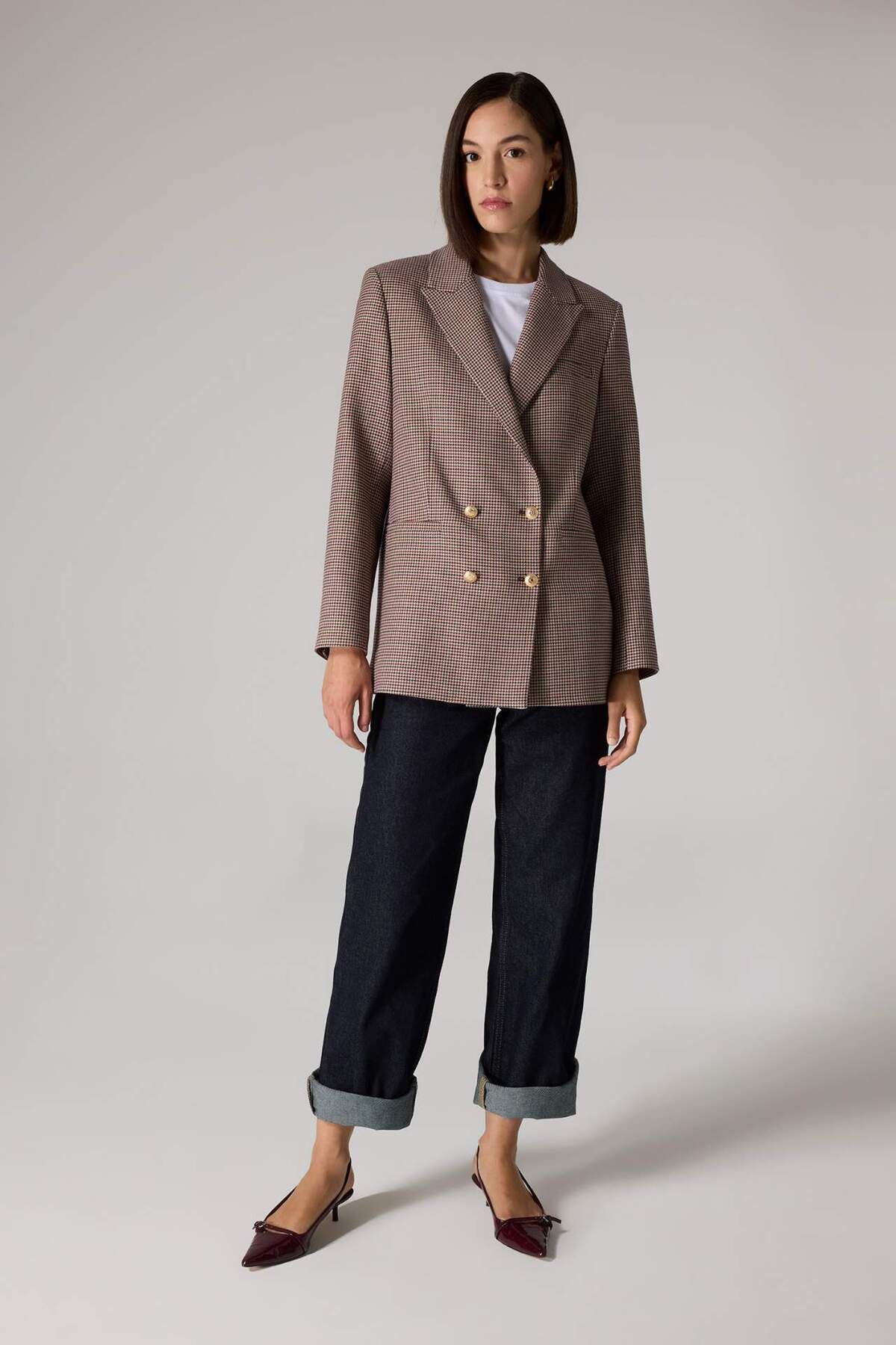 DeFacto-Sorbe X Regular Fit Jacket Collar Pattern Button Blazer Jacket D9883Ax24Au 3