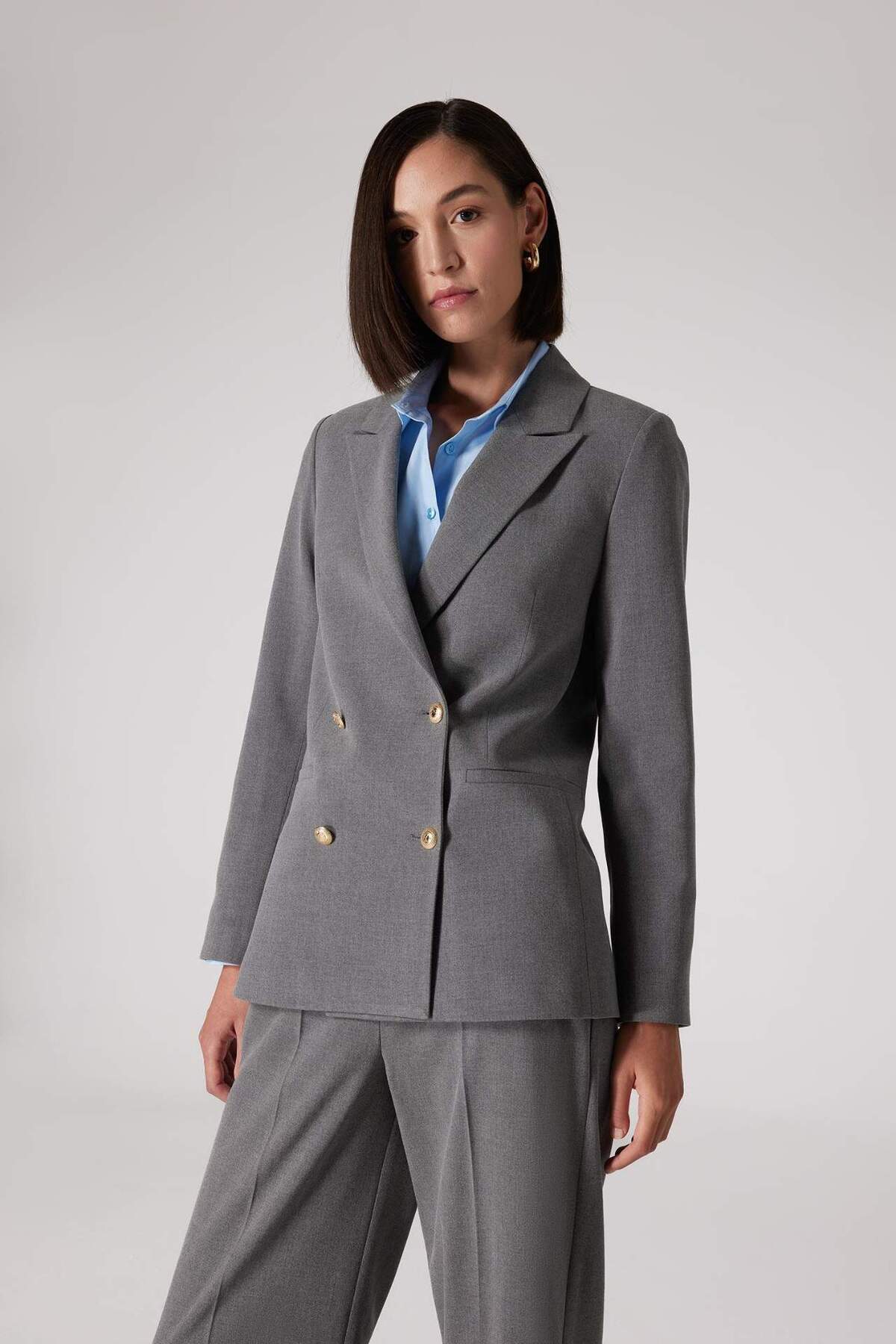 DeFacto-Sorbe X Double Breasted Collar Basic Straight Button Blazer Jacket D9922Ax24Au 2