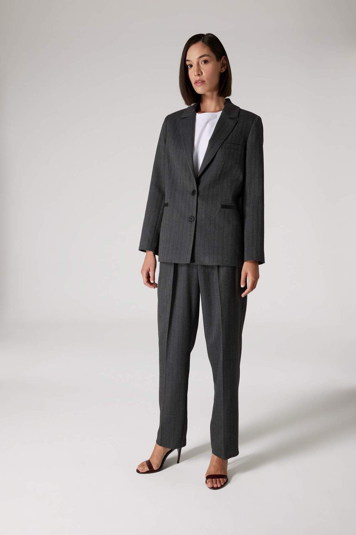 DeFacto-Sorbe X Oversize Wide Fit Jacket Lapel Striped Button Blazer Jacket D9916Ax24Au 3