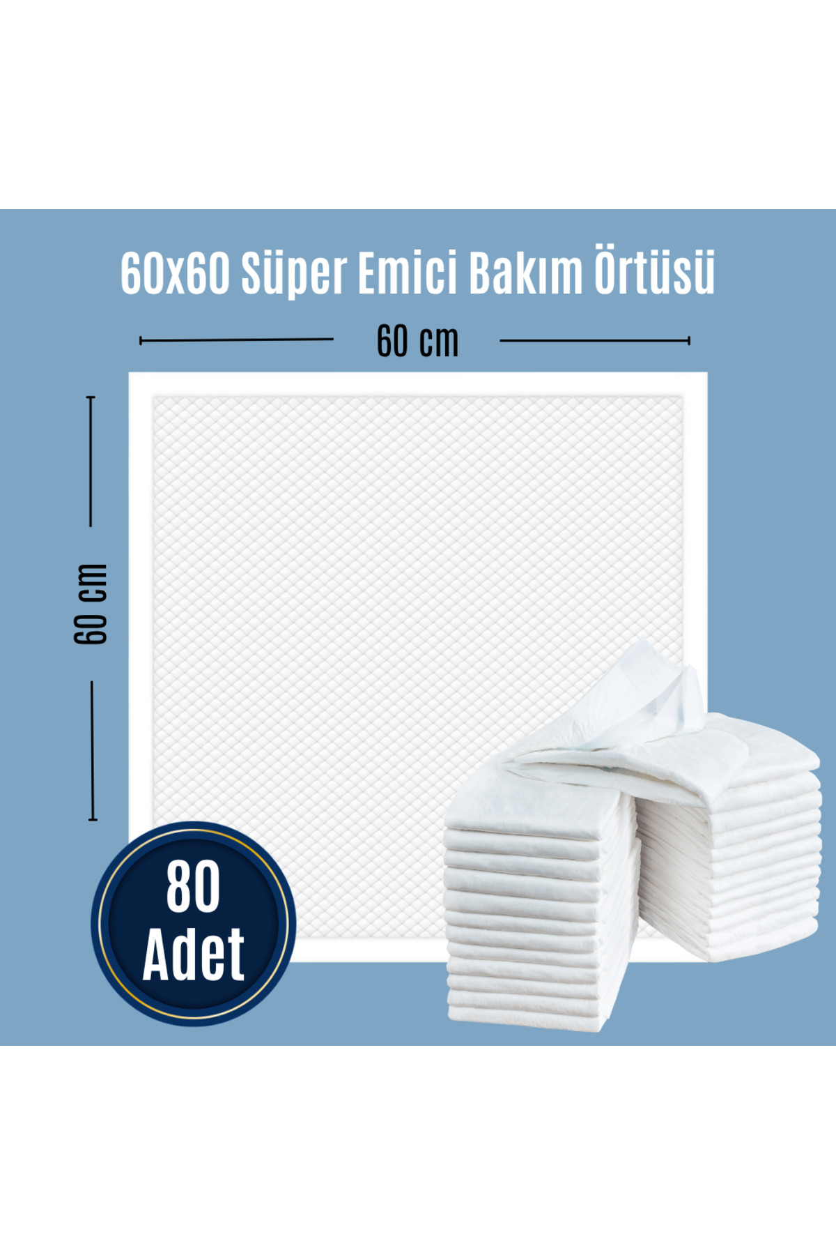 Paddlers Bebek Bakım Örtüsü 60x60 cm 80 Adet (8 Paket x 10’lu) Yatak Koruyucu fotoğrafı 2 (önizleme)