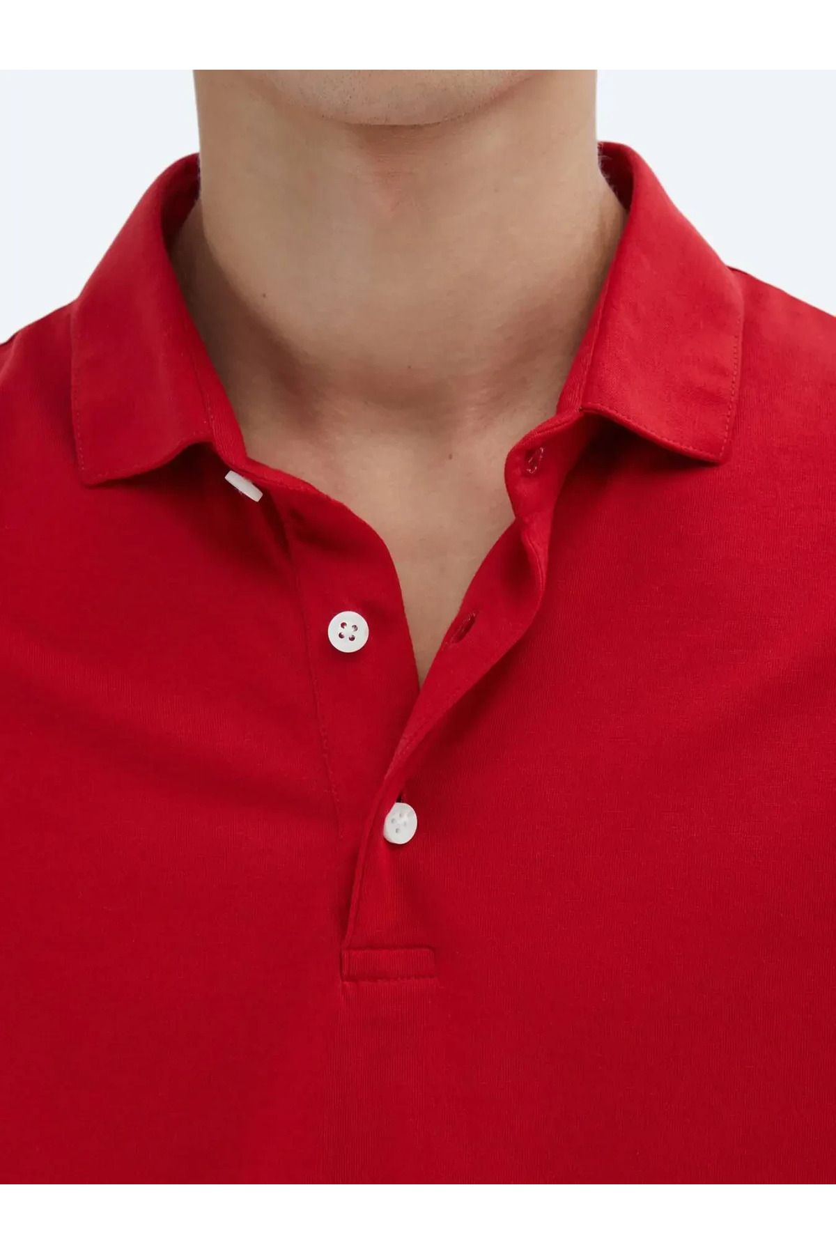 Kip-Red Plain Polo Neck 100% Cotton T-Shirt 5