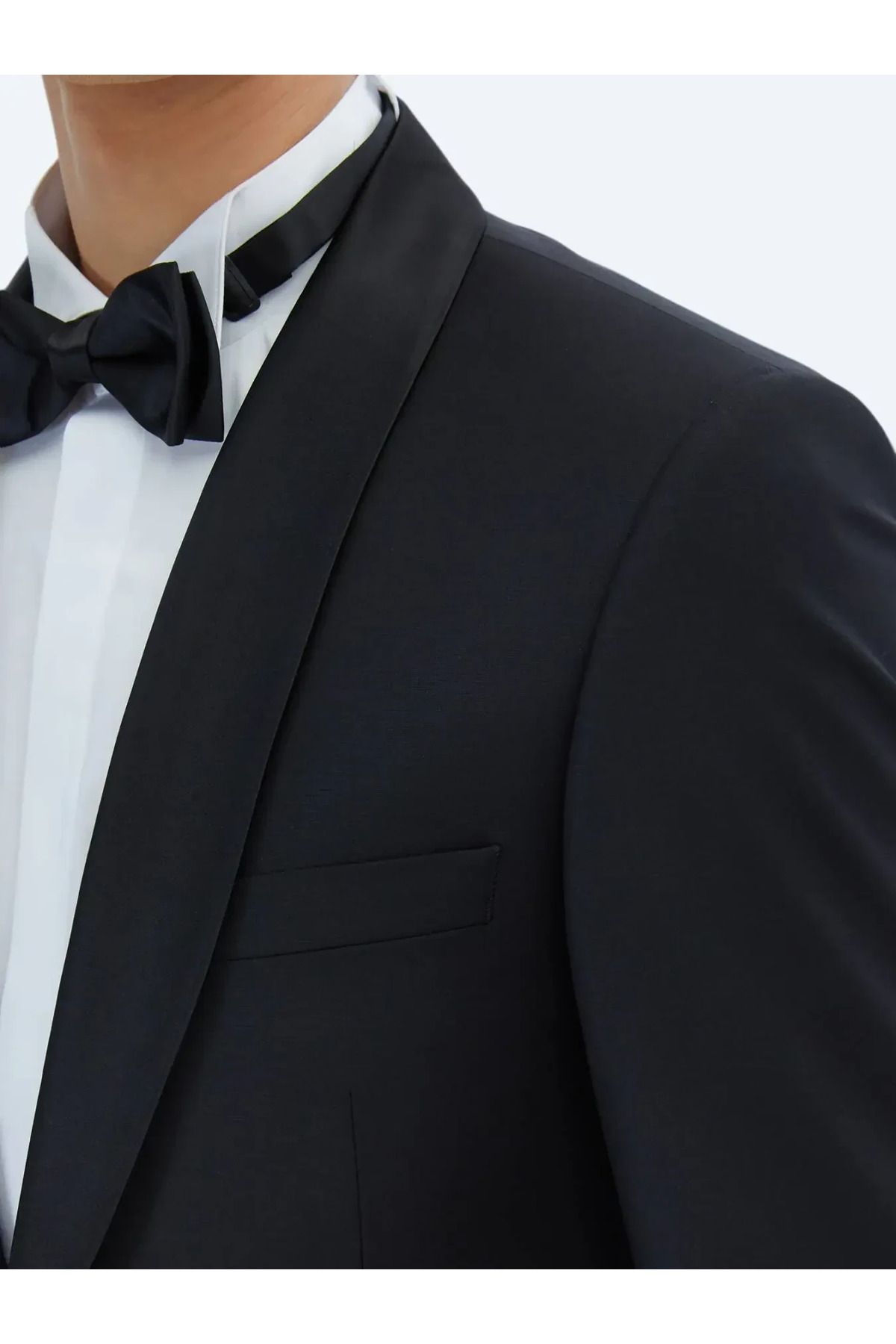 Kip-Black Plain Slim Fit Shawl Collar Woven Tuxedo Suit 4