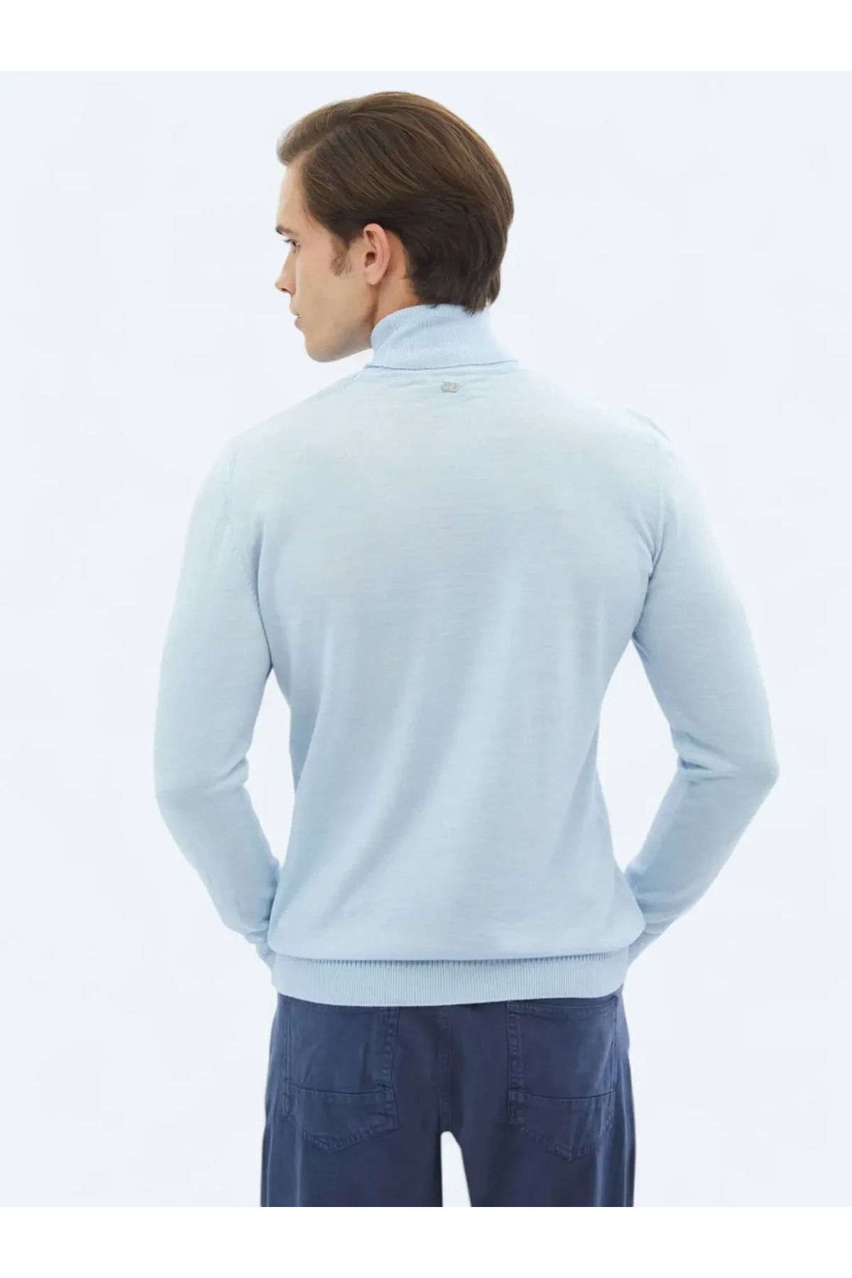 Kip-Blue Full Turtleneck Plain Knit Wool Blended Sweater Sweater 5