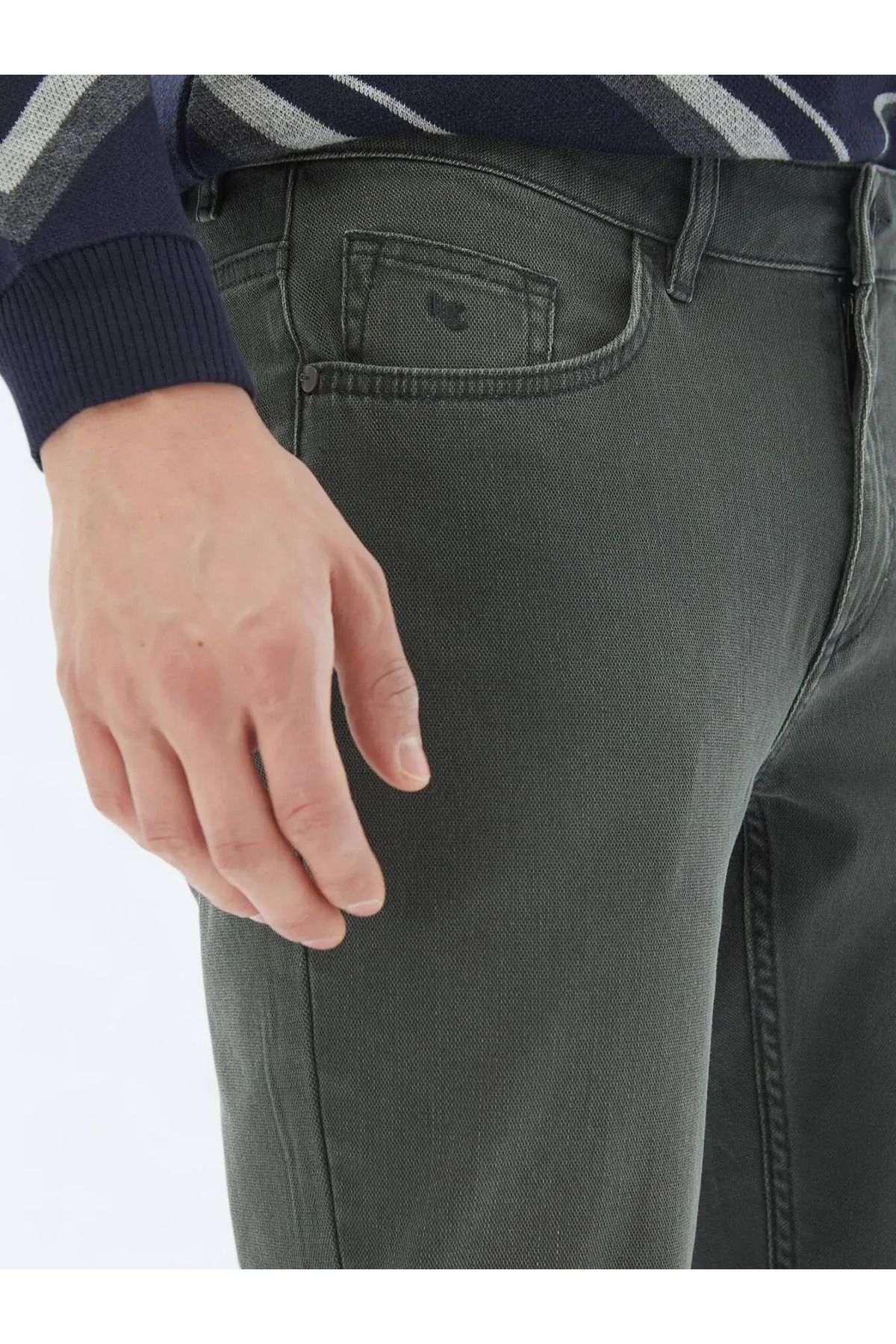 Kip-Khaki Slim Fit Denim Cotton Trousers 3
