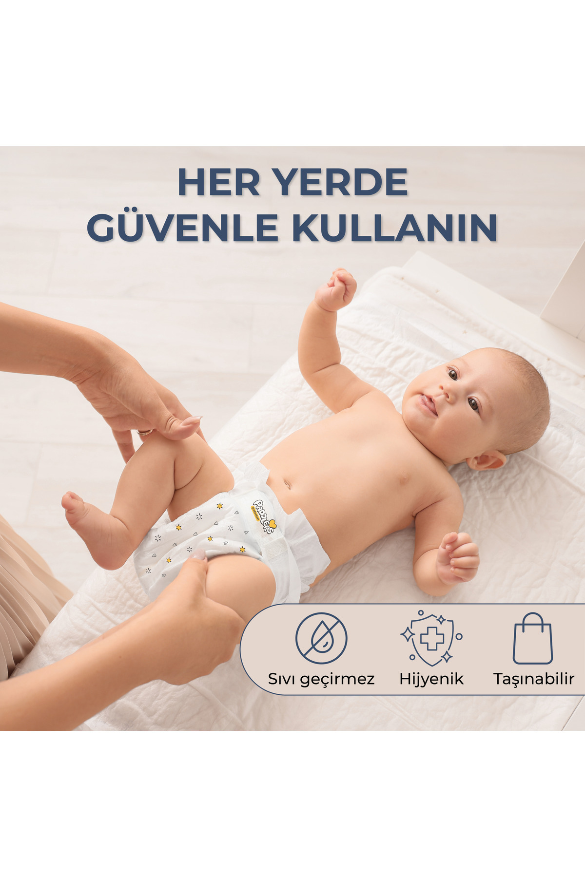 Paddlers Bebek Bakım Örtüsü 60x60 cm 80 Adet (8 Paket x 10’lu) Yatak Koruyucu fotoğrafı 4 (önizleme)