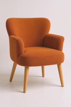 WATERYBROOK Berjer - Tekli Koltuk - Puffy - Teddy Kumaş - Ceviz Ayak - Taba