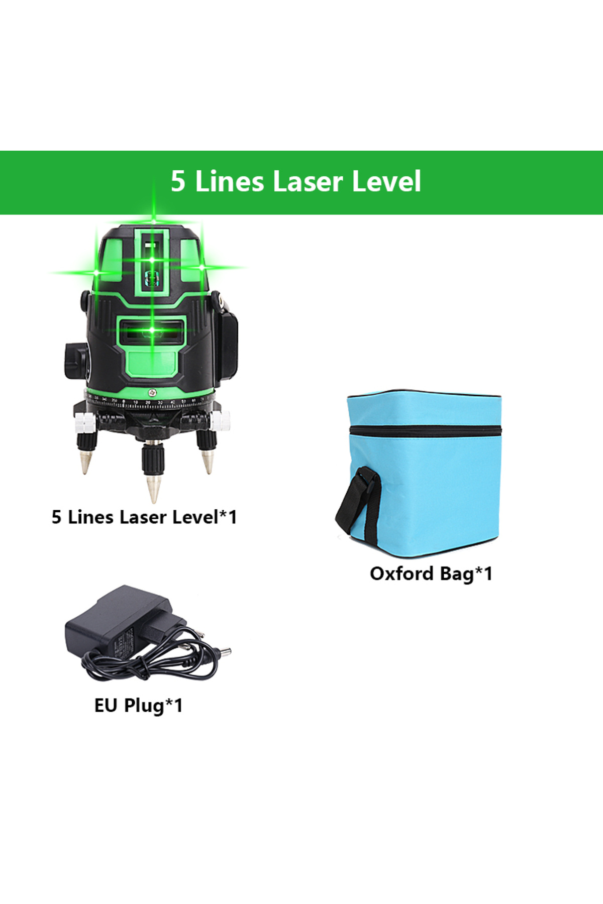 Choice-5 lines EU 360° Laser Level with Tripod Self Leveling Cross Line Laser Green Horizontal Line for Con 1
