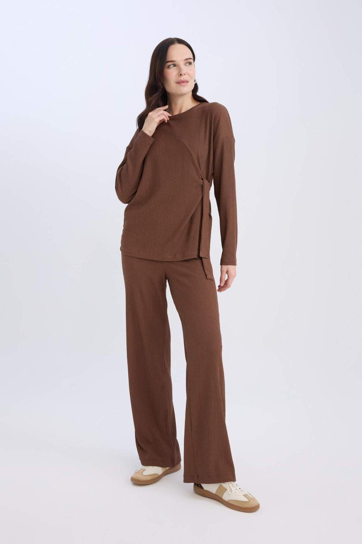 DeFacto-Bürümcük Hose mit weitem Bein, weitem, lockerem Bein, flexibler Taille C0200AX24AU 4