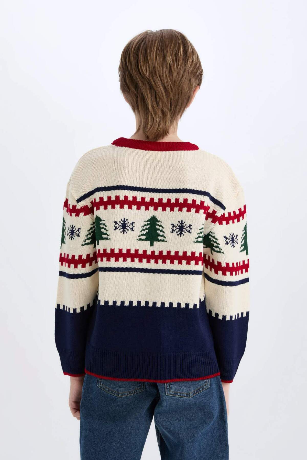 DeFacto-Jungen-Strickpullover mit Rundhalsausschnitt und Neujahrsmotiv C9634A824CW 6
