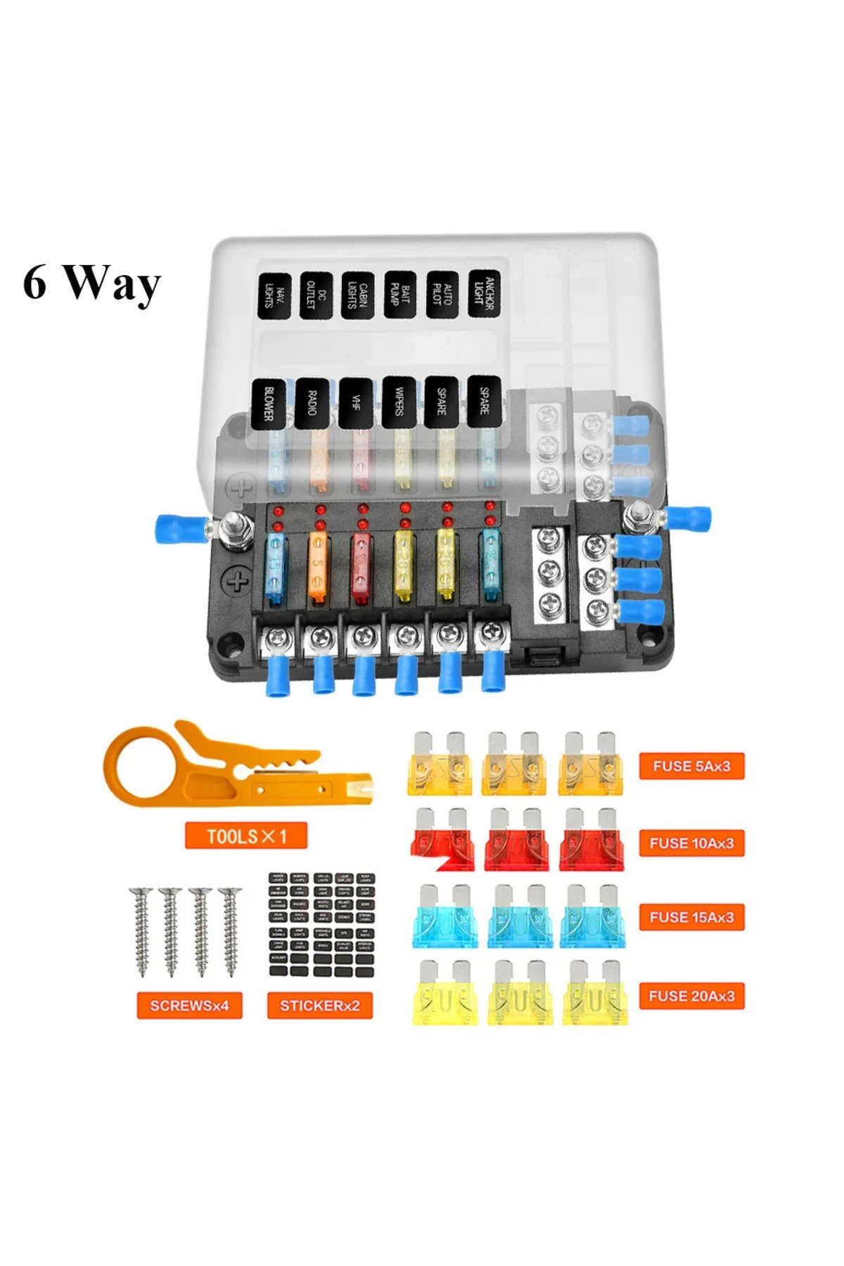 Choice-6 WAY Plus 12V 24V 6 Way 12 Way Blade Fuse Box Holder For Car Boat Fuse Holder Block Power Panel Boa 1