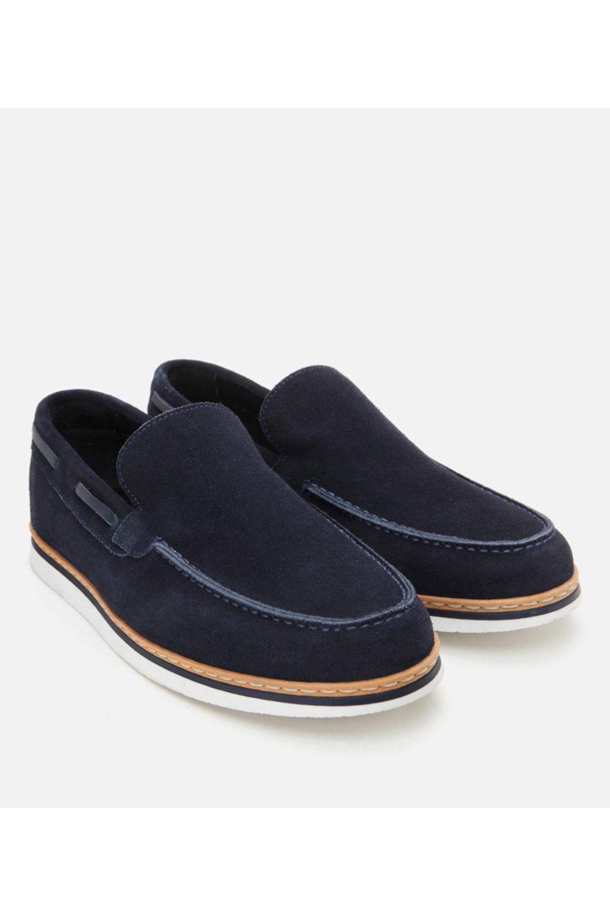 Hotiç-Men's Suede Leather Navy Blue Comfortable Loafer 2