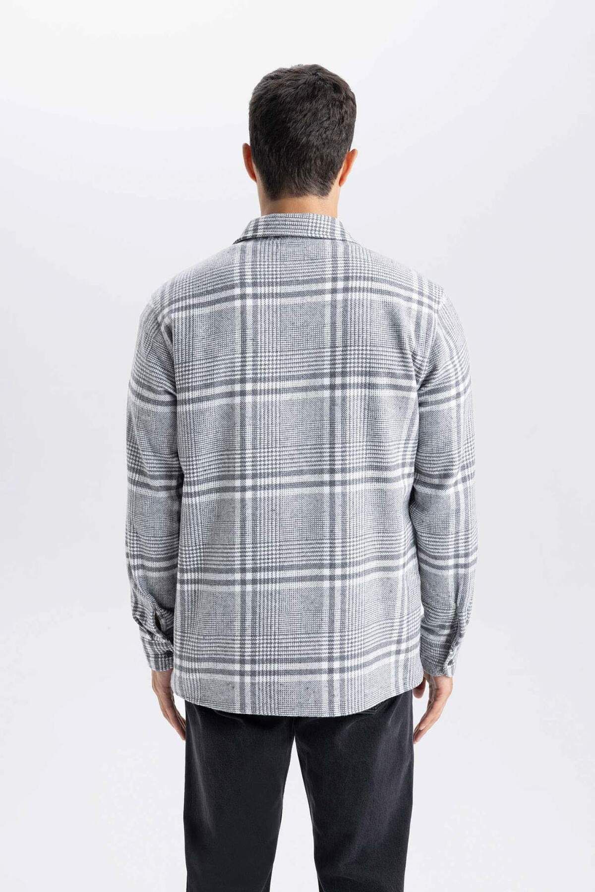 DeFacto-Regular Fit Checked Flannel Long Sleeve Shirt E0983Ax24Wn 6