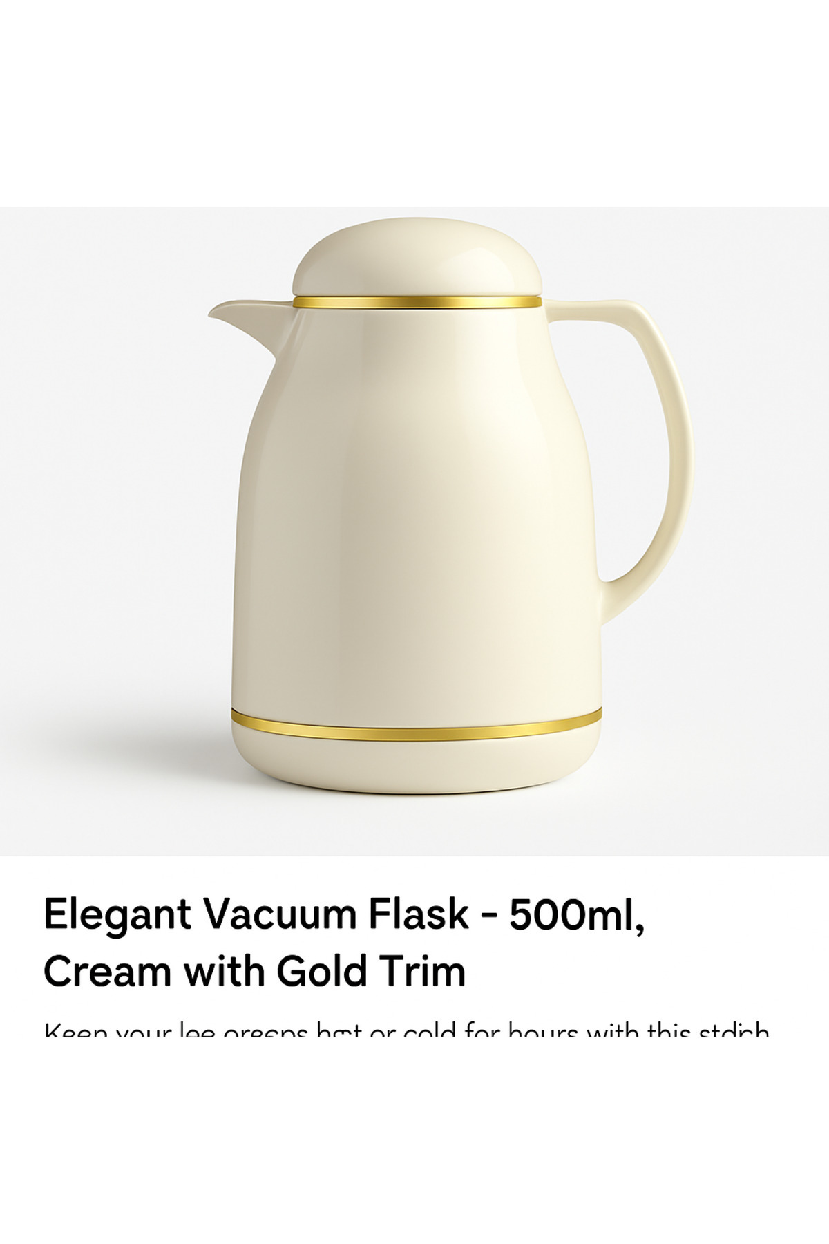 TSUMAB-Elegant Vacuum Flask – 500ml, Cream with Gold Trim 1