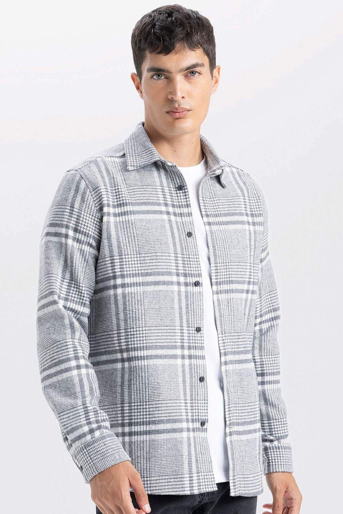 DeFacto-Regular Fit Checked Flannel Long Sleeve Shirt E0983Ax24Wn 1