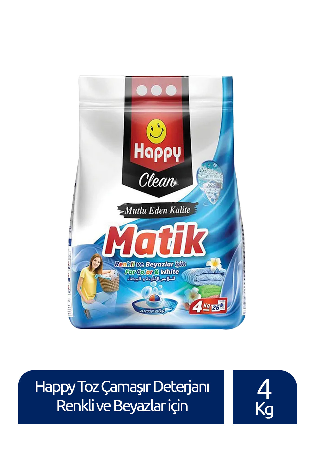 Happy Clean Toz Çamaşır Deterjanı Renkli Ve Beyazlar Için 4 Kg