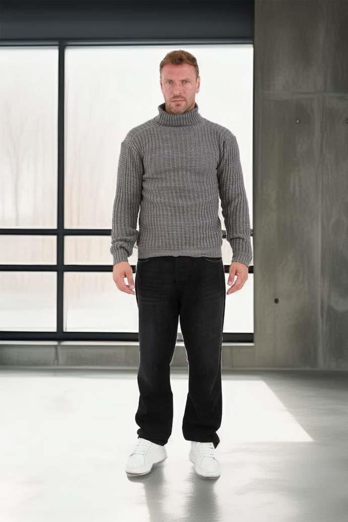Valiberta-Nopenli Ribbed Knitted Fisherman Sweater - Smoked 5
