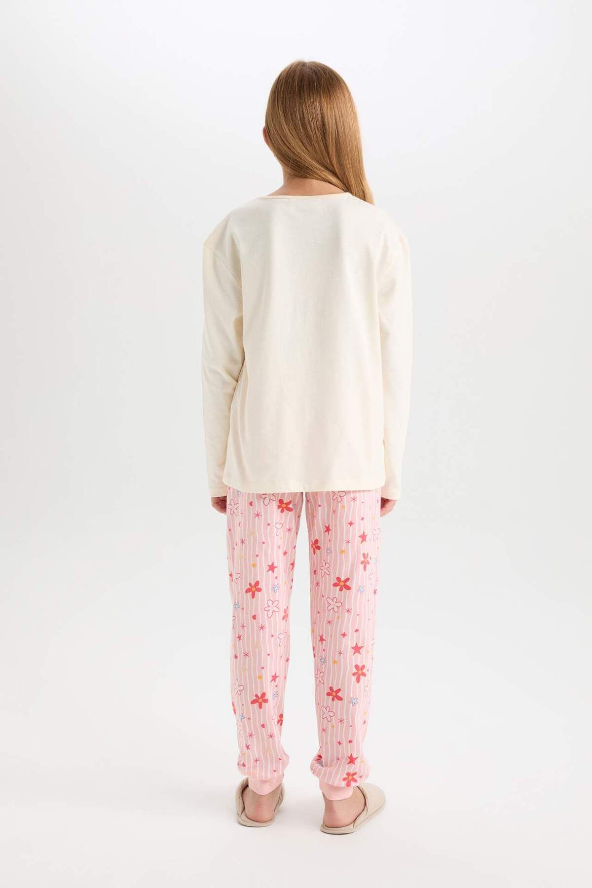 DeFacto-Mädchen-Pyjama-Set PowerPuff Girls Langarm-Oberteil mit gemusterter Taille und elastischem langem Unterteil D9838A824AU 5