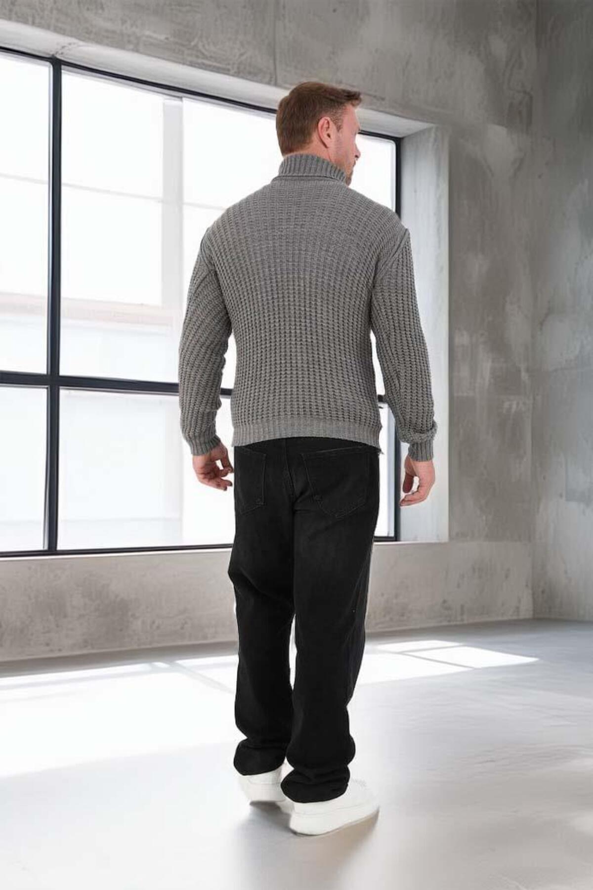 Valiberta-Nopenli Ribbed Knitted Fisherman Sweater - Smoked 6