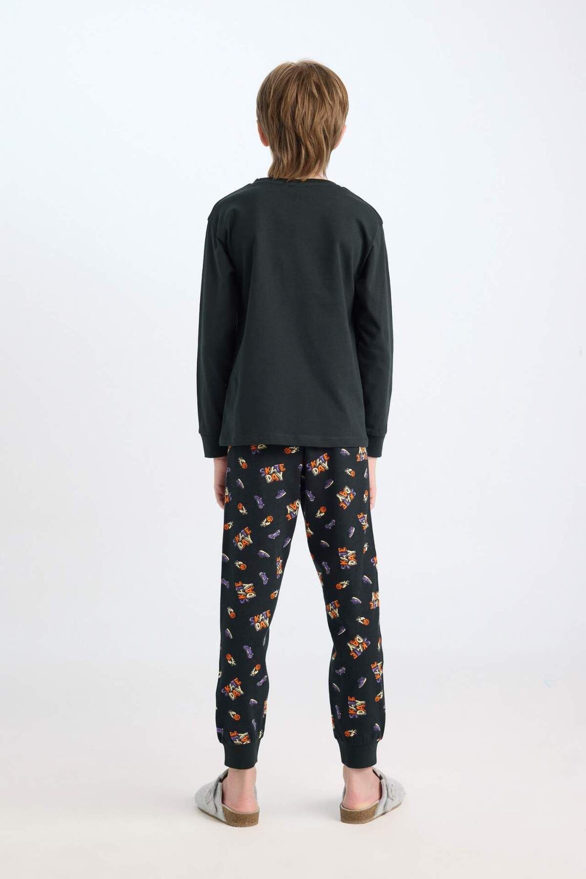 DeFacto-Boy's Pajama Set Printed Long Sleeve Top Elastic Waist Patterned Long Bottom D5214A824Wn 5