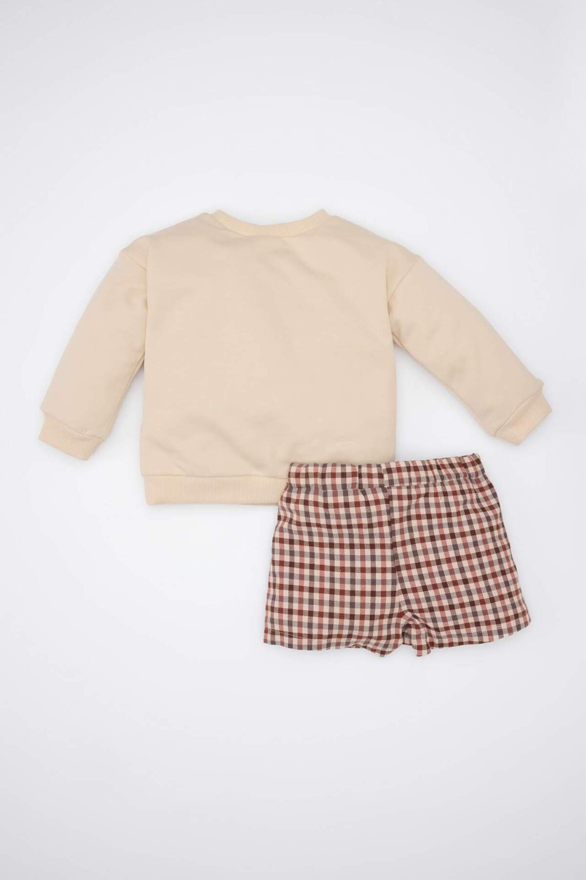 Defacto Kız Bebek 3'lü Takım Baskılı Sweatshirt Beli Lastikli Kareli Etek Çorap D5545A524WN fotoğrafı 4 (önizleme)