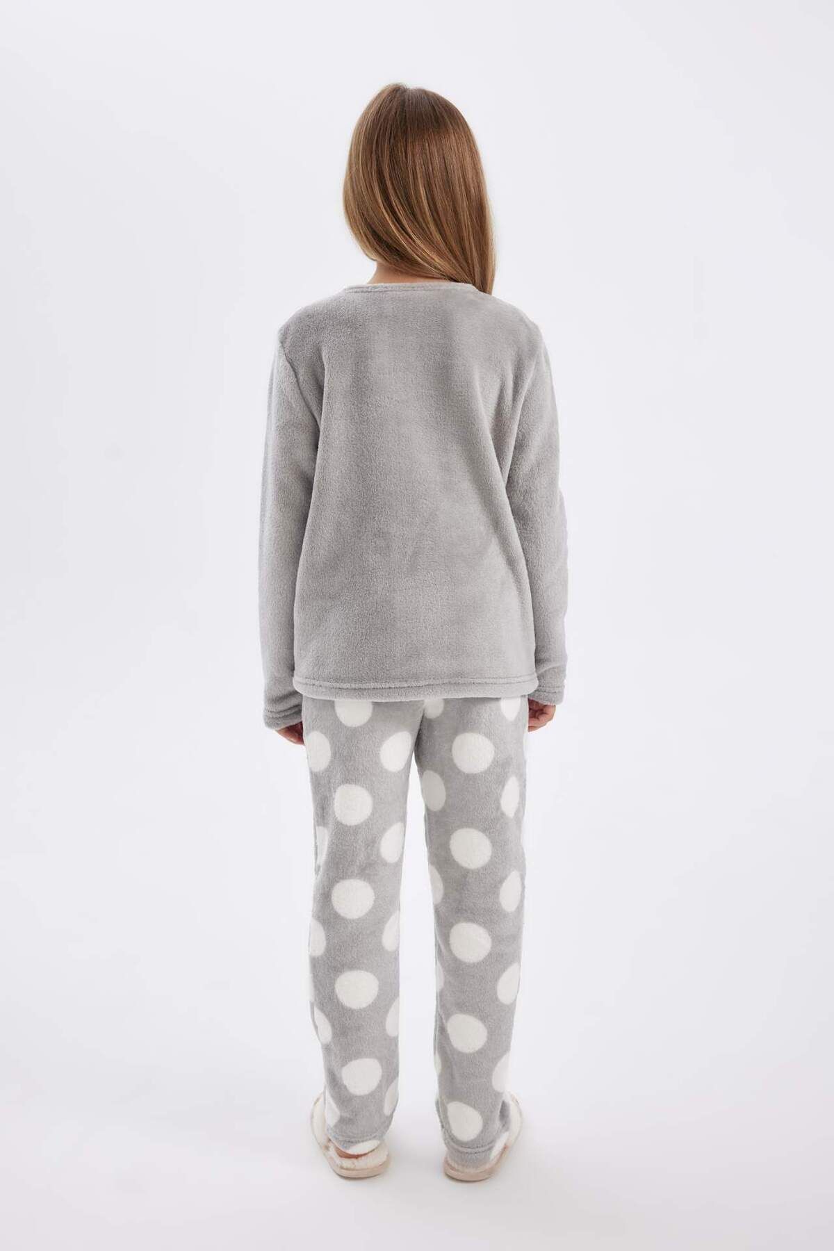 DeFacto-Set de pijamale Looney Tunes pentru fete - Set de pluș, mâneci lungi, top și fund D1069a824wn 5
