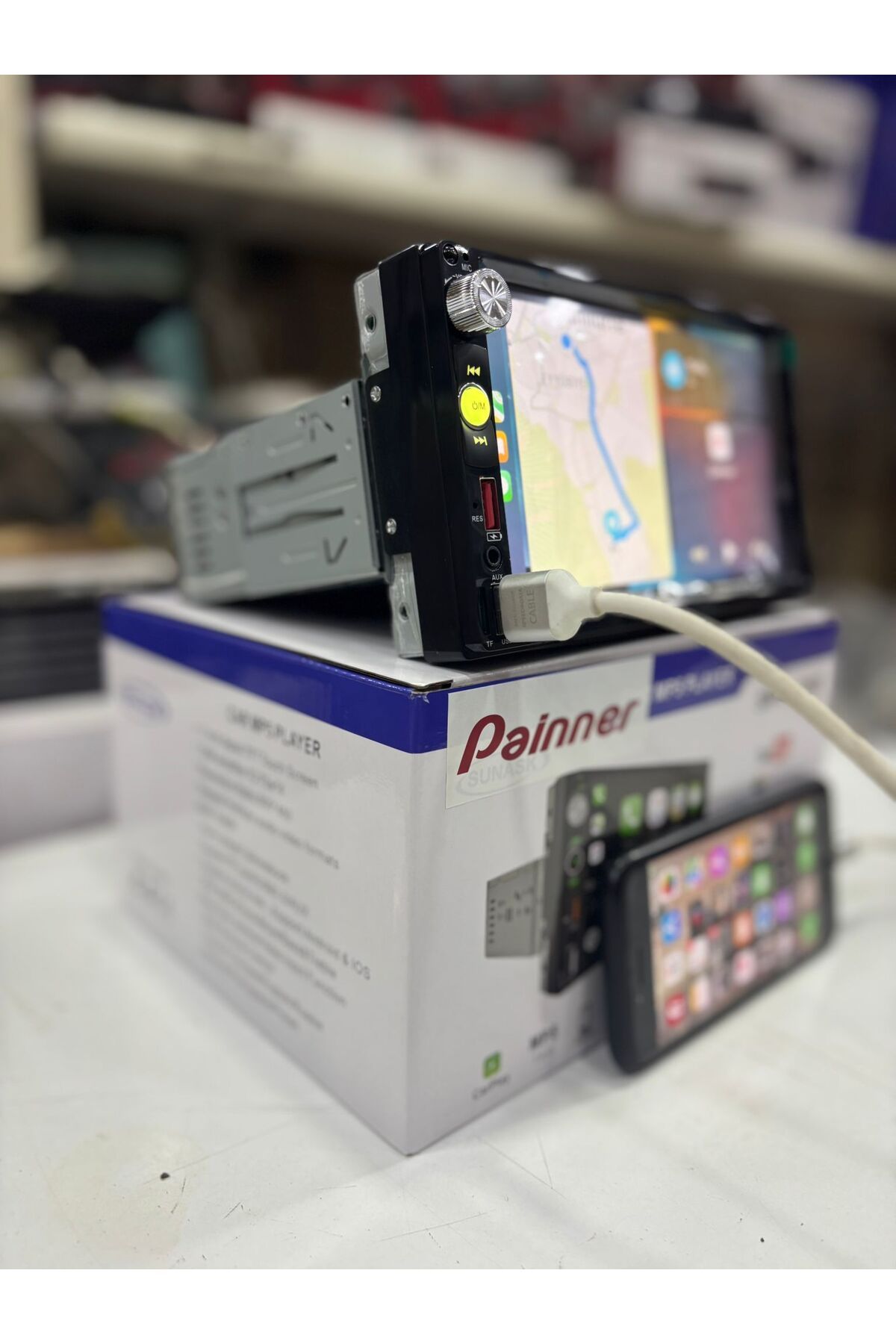 Painner-Sn-8800bt Carplay - كاميرا وقوف السيارات بشريط مزدوج مع شاشة 7 بوصة، بلوتوث، MP5، MP3، USB، بطاقة SD، راديو 4