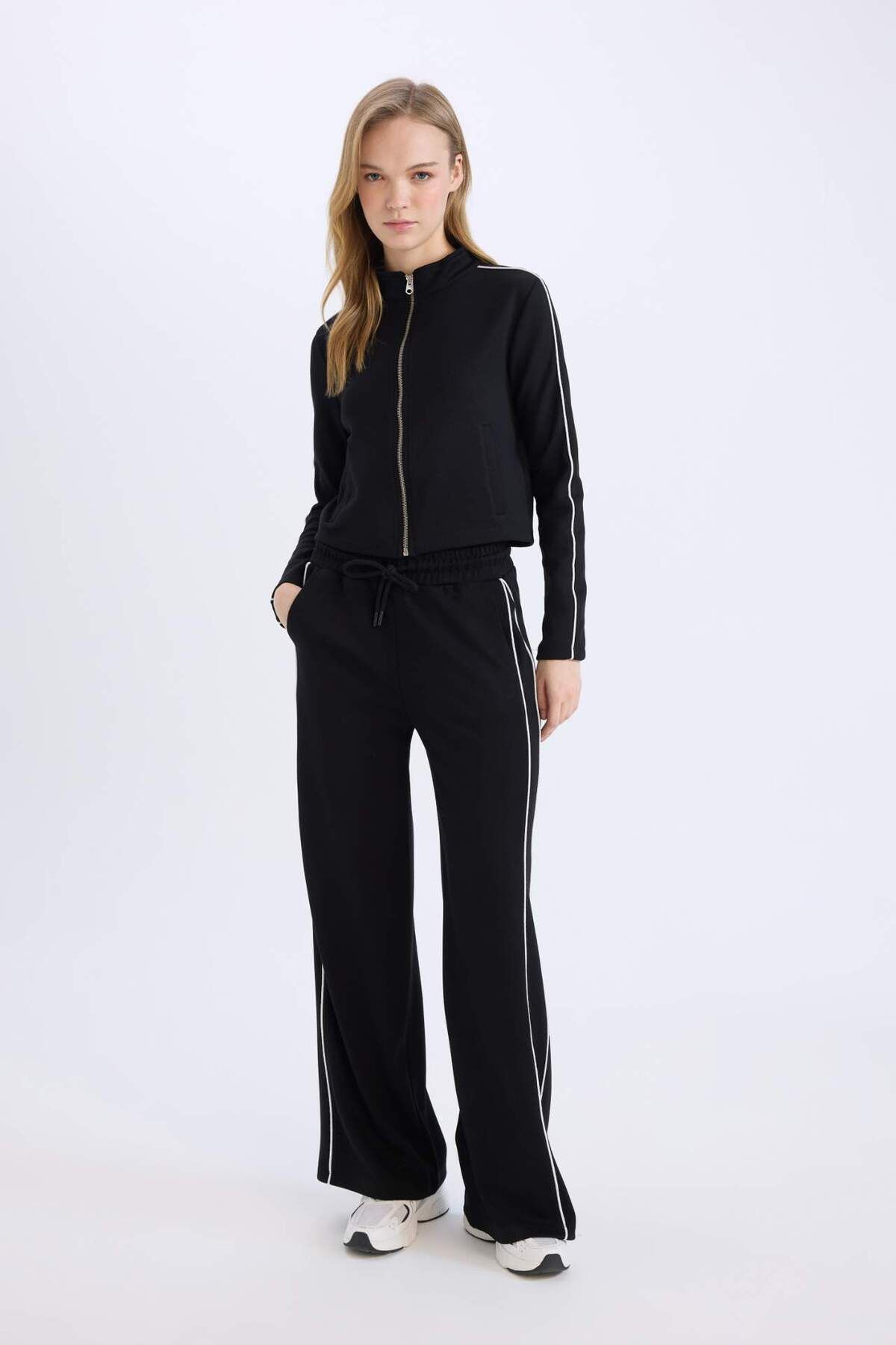 DeFacto-Fitted Half Turtleneck Modal Zipper Cardigan D6670Ax24Wn 3
