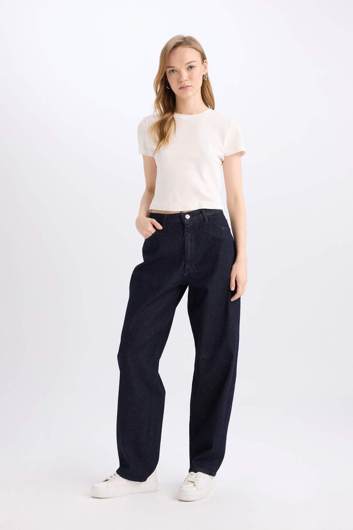 Baggy Fit Yüksek Bel Uzun Jean Pantolon E0740AX24WN