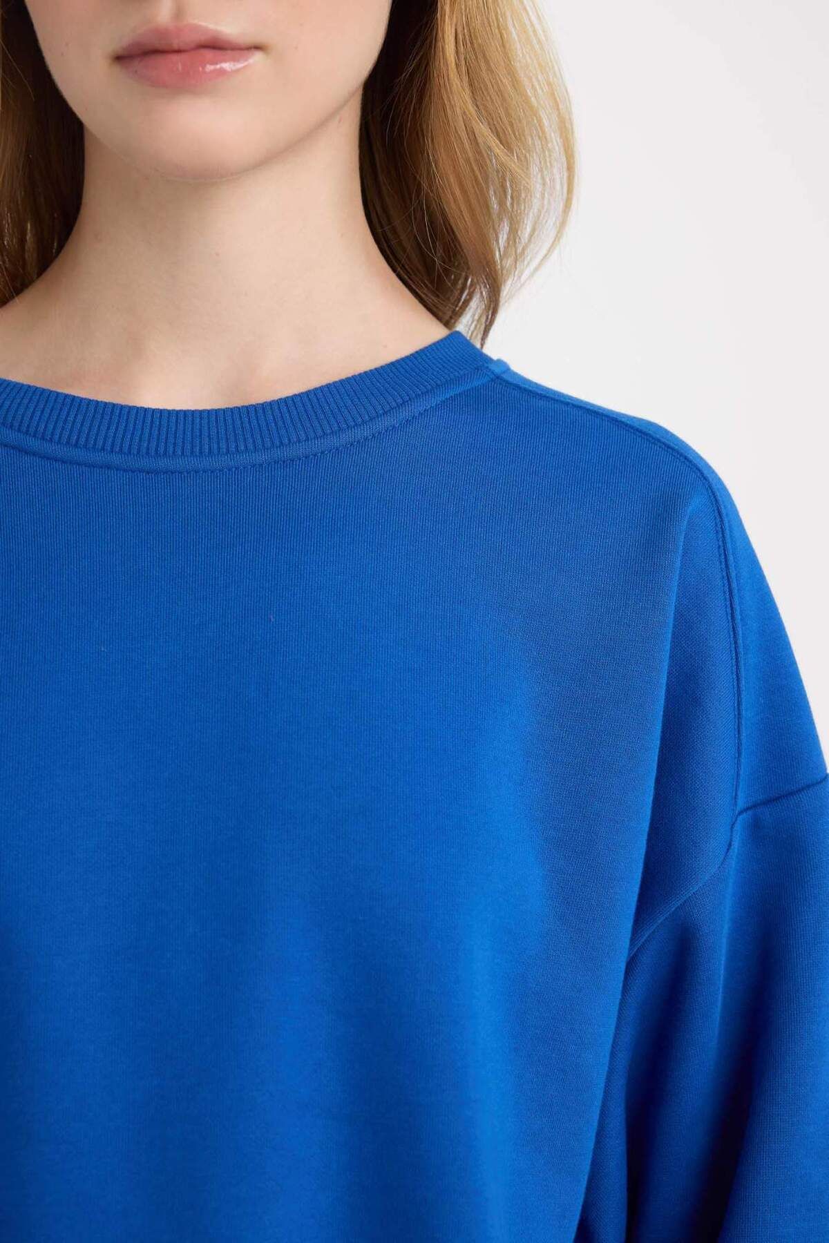 DeFacto-Cool Oversize Wide Fit Crew Gât Gros Basic Solid Hanorac A4177ax24wn 5