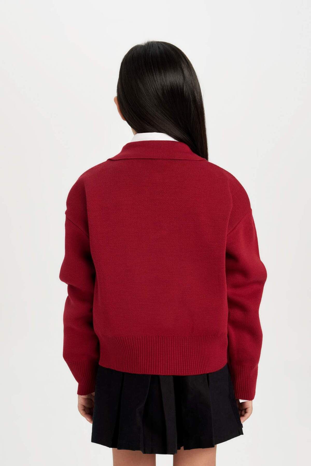 DeFacto-Mädchen Kind Schule Rot Polo Kragen Strick Pullover C9666A824WN 6