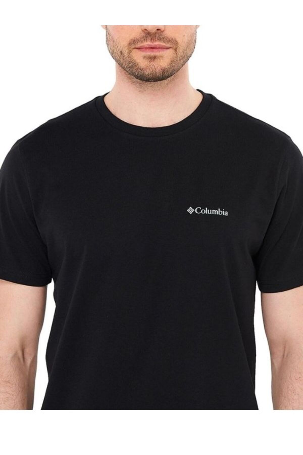 Columbia-Ανδρικό μπλουζάκι Csc M Basic Sm με βουρτσισμένο λογότυπο Ss Tee μαύρο Cs0282-010 5