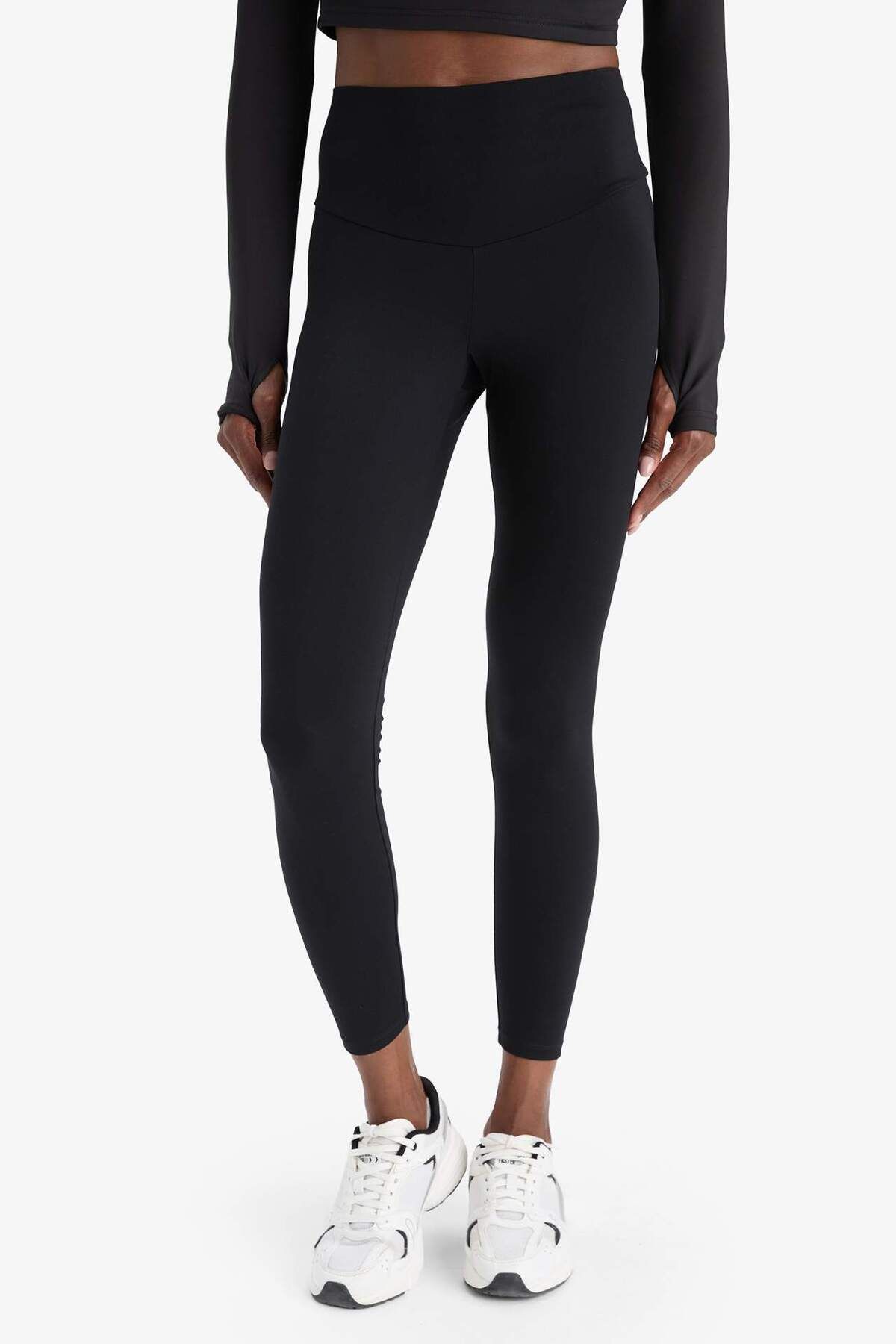 DeFacto-DefactoFit Hochtaillierte Bauchformende Taillenhüftende Elastische Premium Sportleggings C4564AX24AU 5