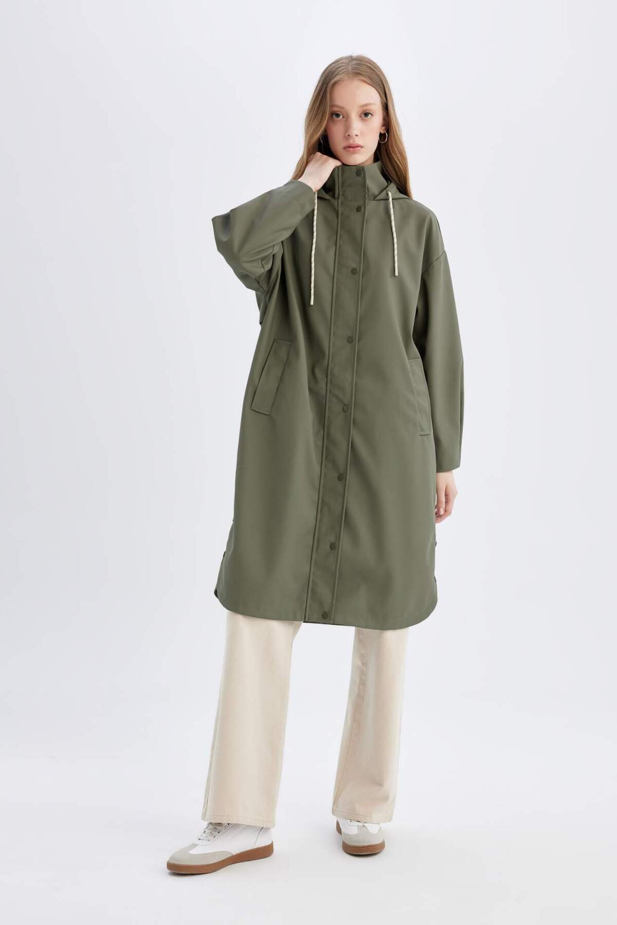 Defacto  Su Geçirmez Relax Fit Kapüşonlu Yağmurluk - Görsel 3