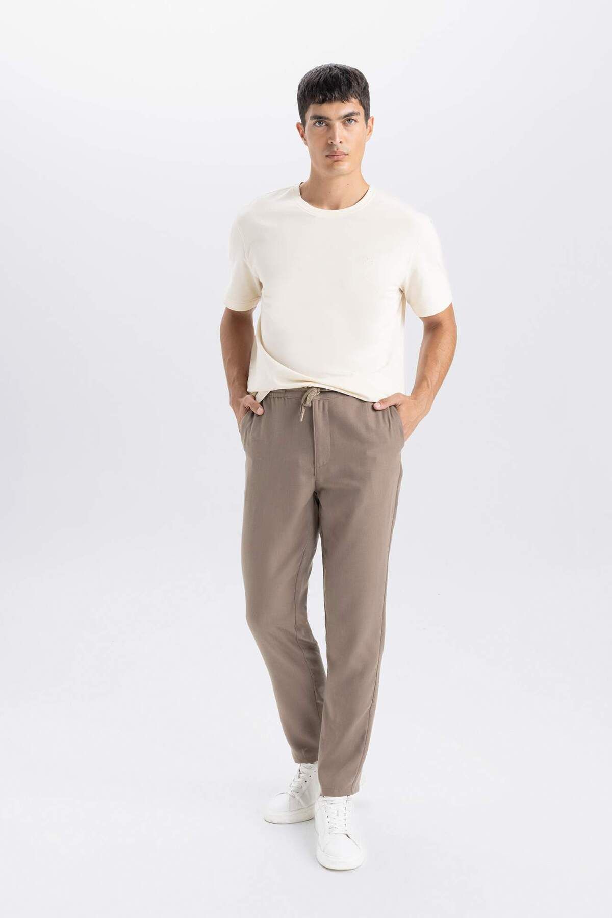 DeFacto-Hellbraune Herren-Jogginghose Slim Fit mit elastischem Bein D8638ax24au 3