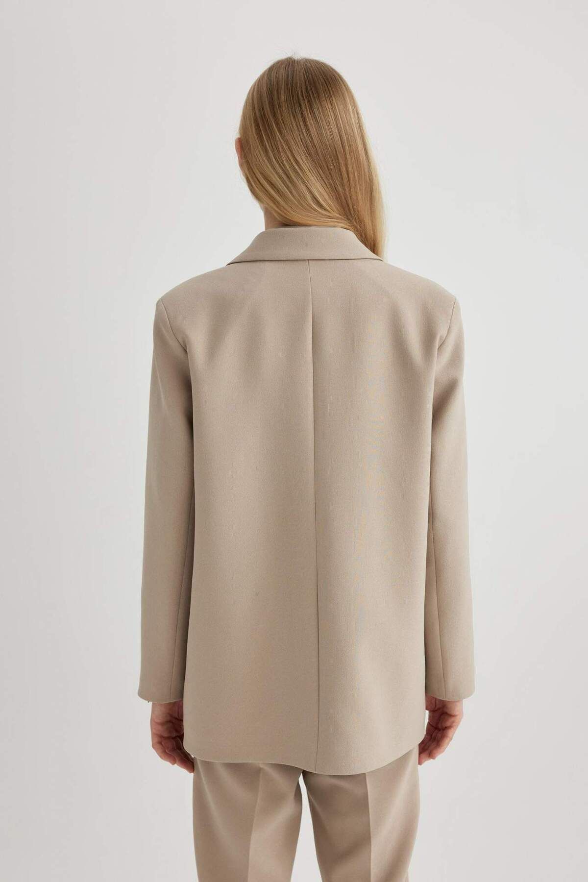 DeFacto-Oversize Wide Fit Jacket Collar Buttoned Basic Plain Blazer Jacket C2457Ax24Au 8