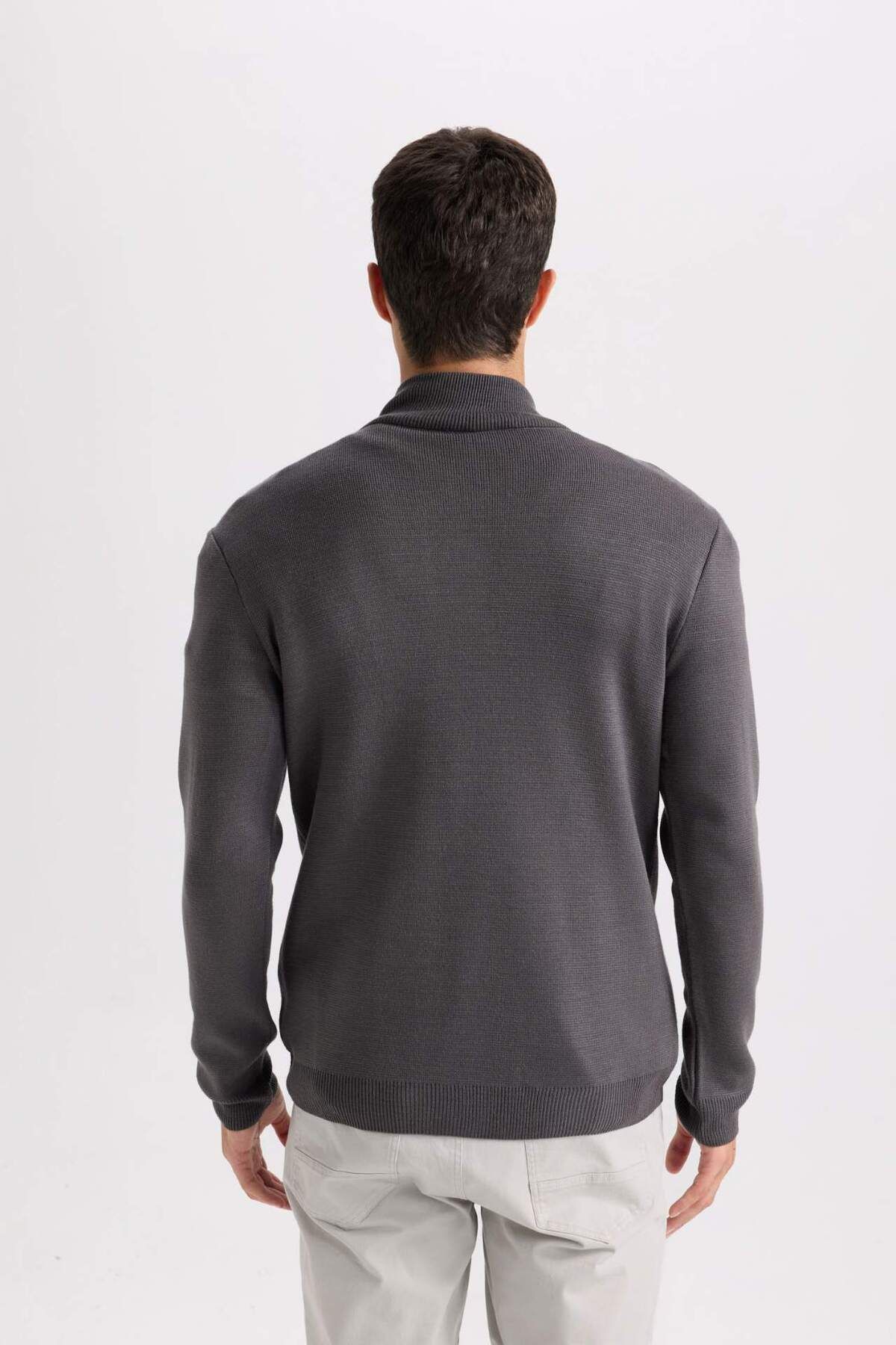 DeFacto-Standard Fit Normal Cut Stehkragen Strickjacke mit Reißverschluss C8158ax24au 6