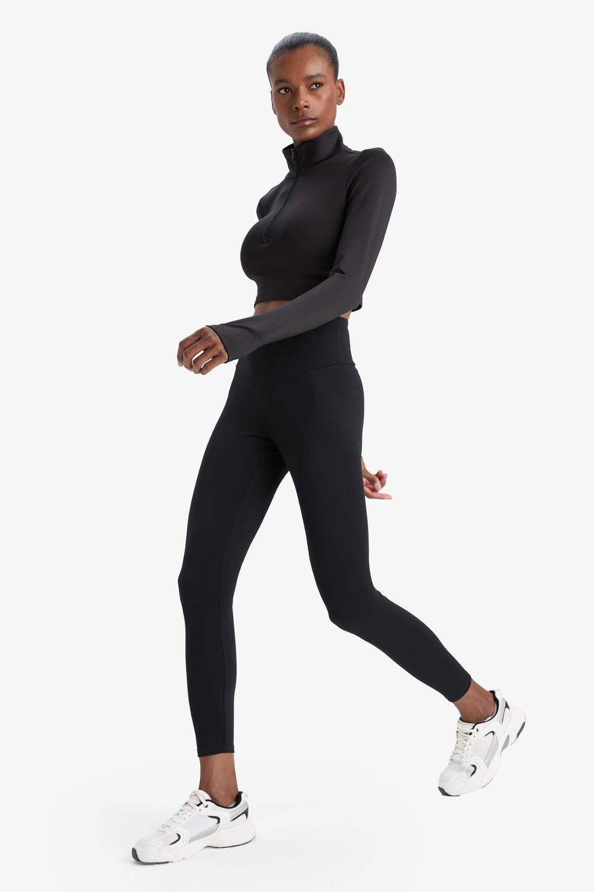 DeFacto-DefactoFit Hochtaillierte Bauchformende Taillenhüftende Elastische Premium Sportleggings C4564AX24AU 4