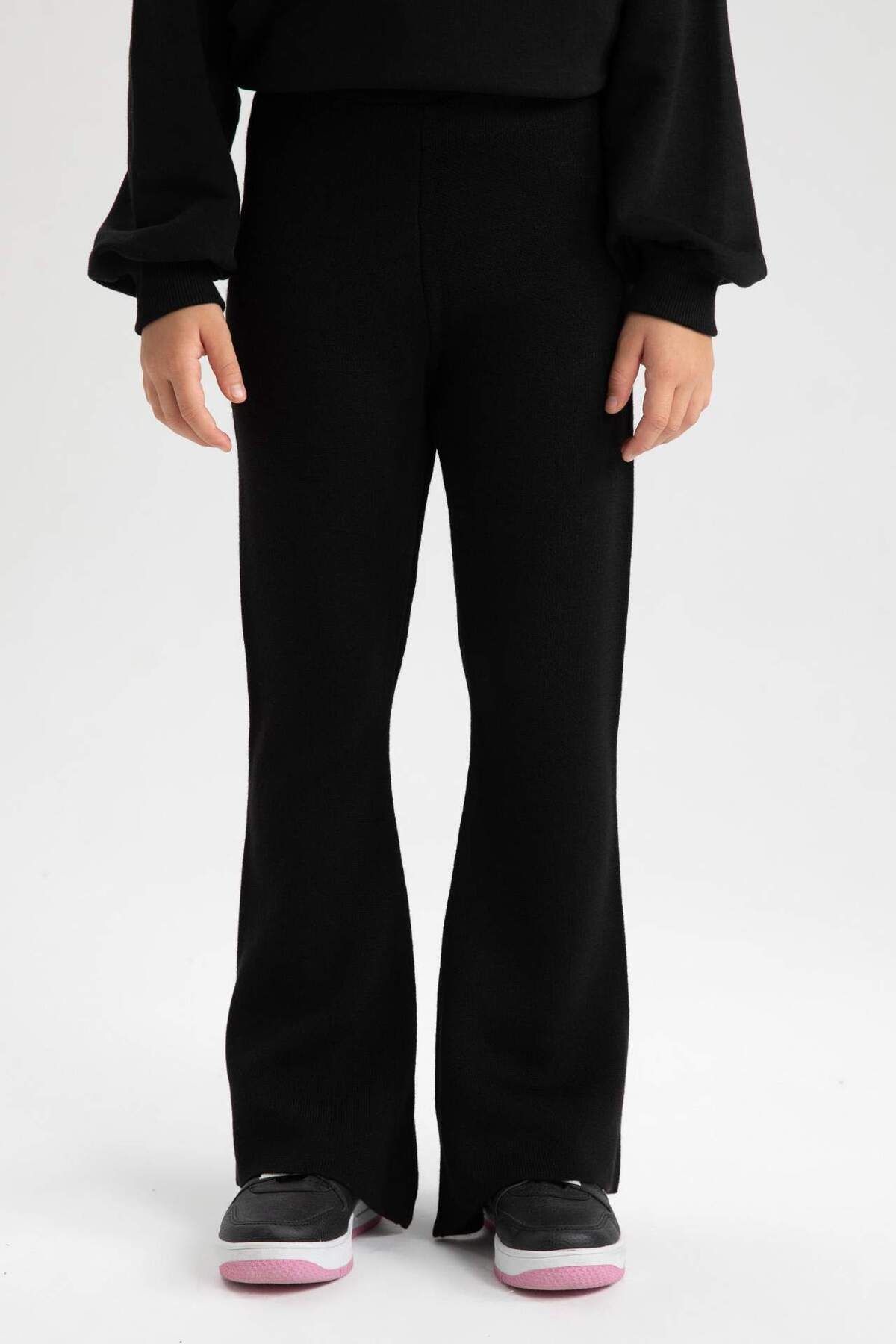 DeFacto-Pantaloni de tricotaj simpli de bază pentru fete, cu picioare spaniole, A6029A824WN 5