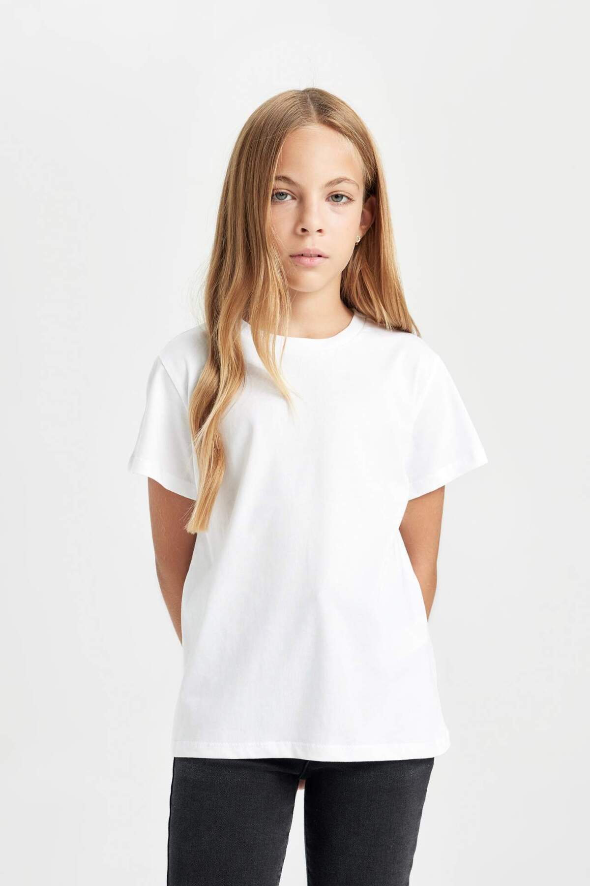 DeFacto Dívčí tričko Crew Neck Basic Plain s krátkým rukávem D8506a8ns