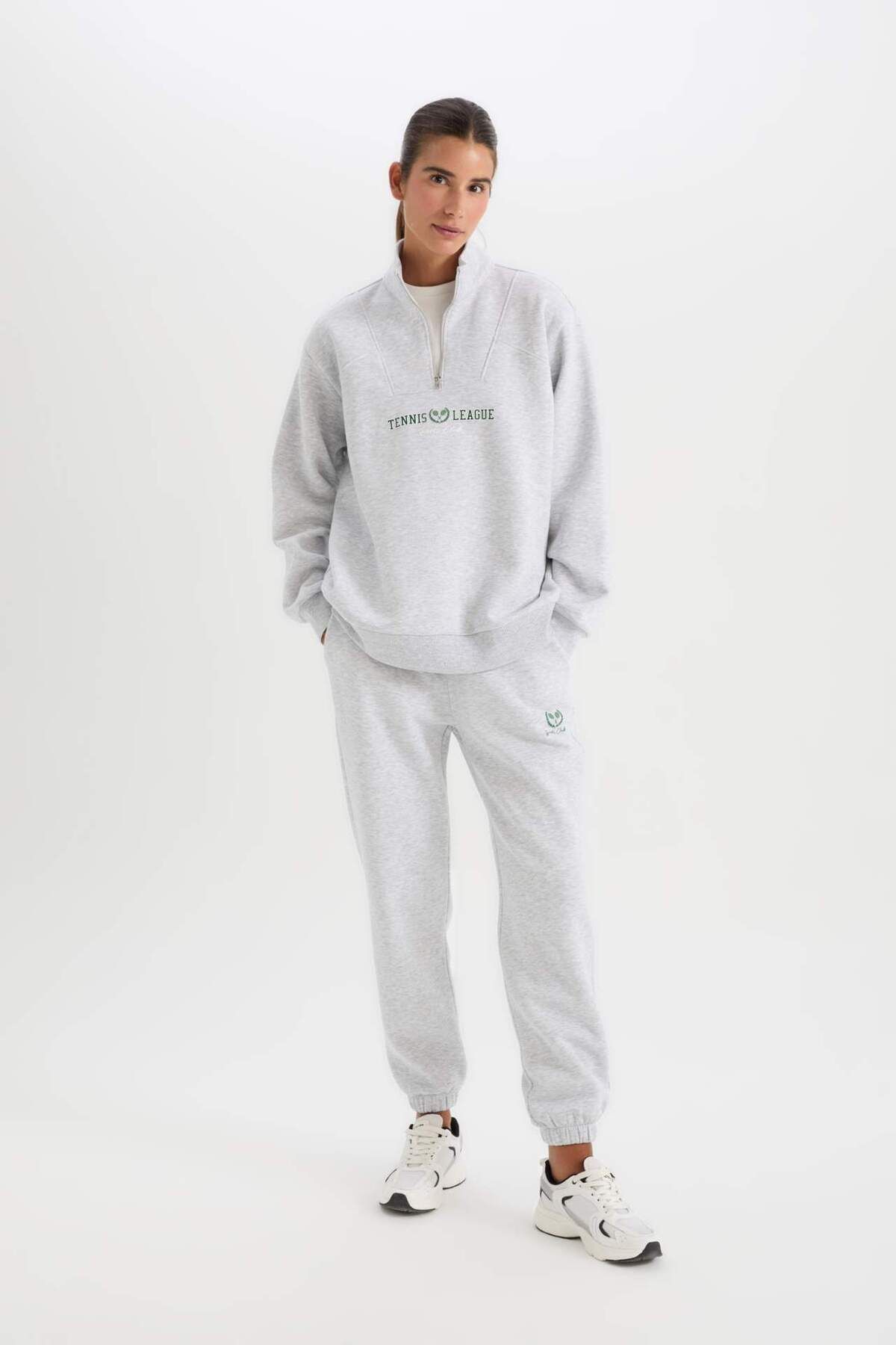 DeFacto-DeFactoFit Oversize Geniș Kalp Verticală Guler Fitness Imprimat Hanorac Sport D1701AX24AU 6