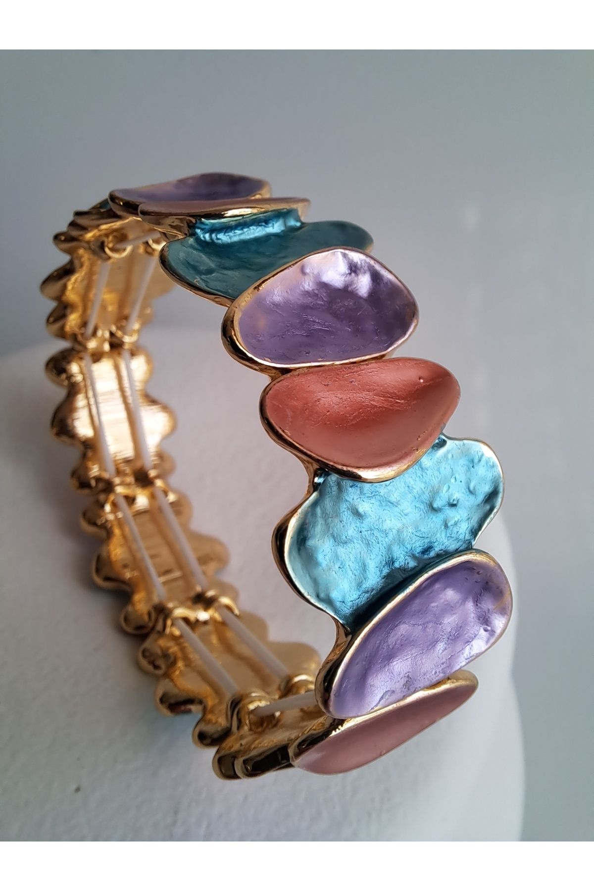 BHR AKSESUAR-Purple Mixed Color Elastic Boho Style Bracelet 2