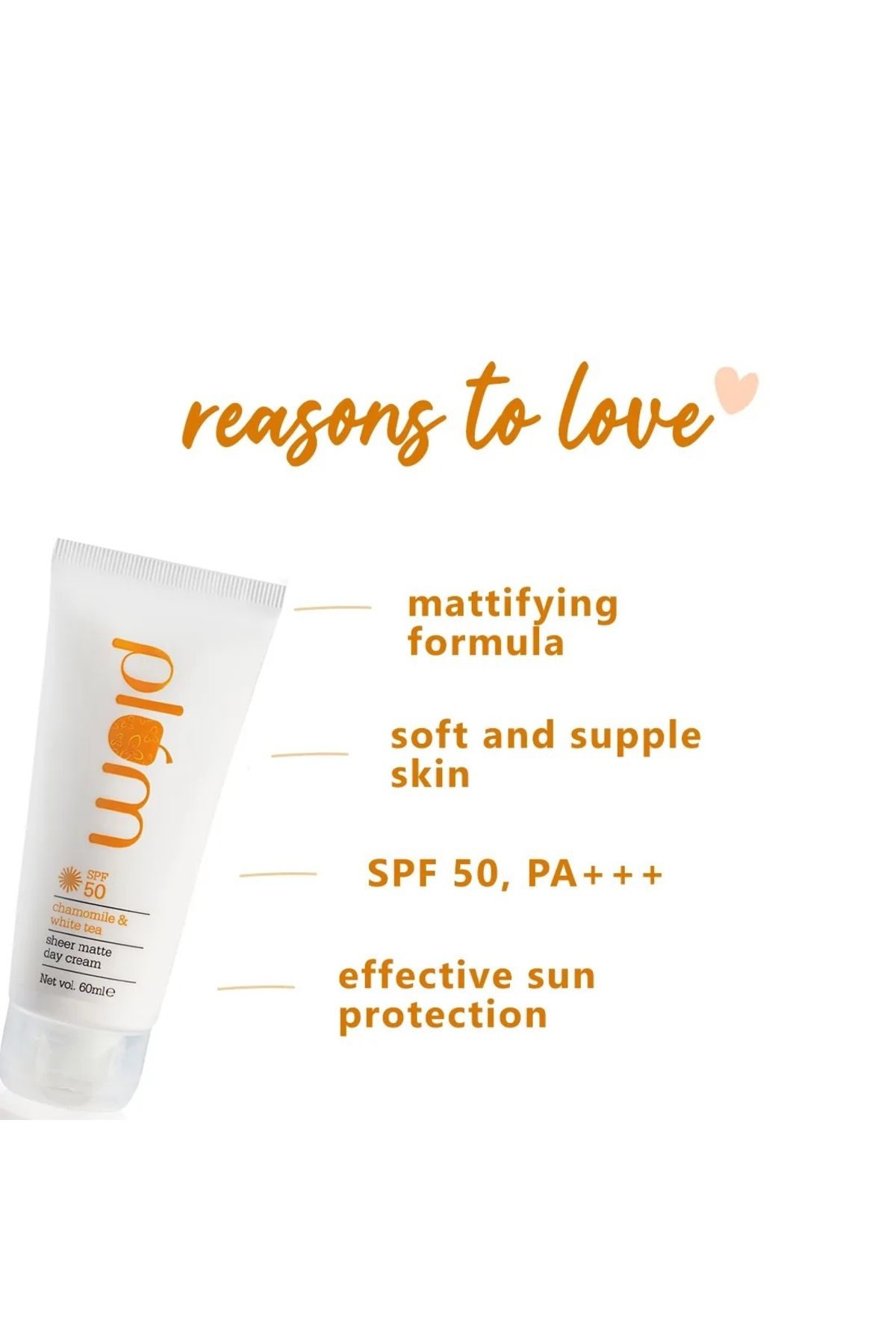 PLUM-Chamomile & White Tea Sheer Matte Day Cream SPF50 - 60ml | UV & Pollution Shield 5